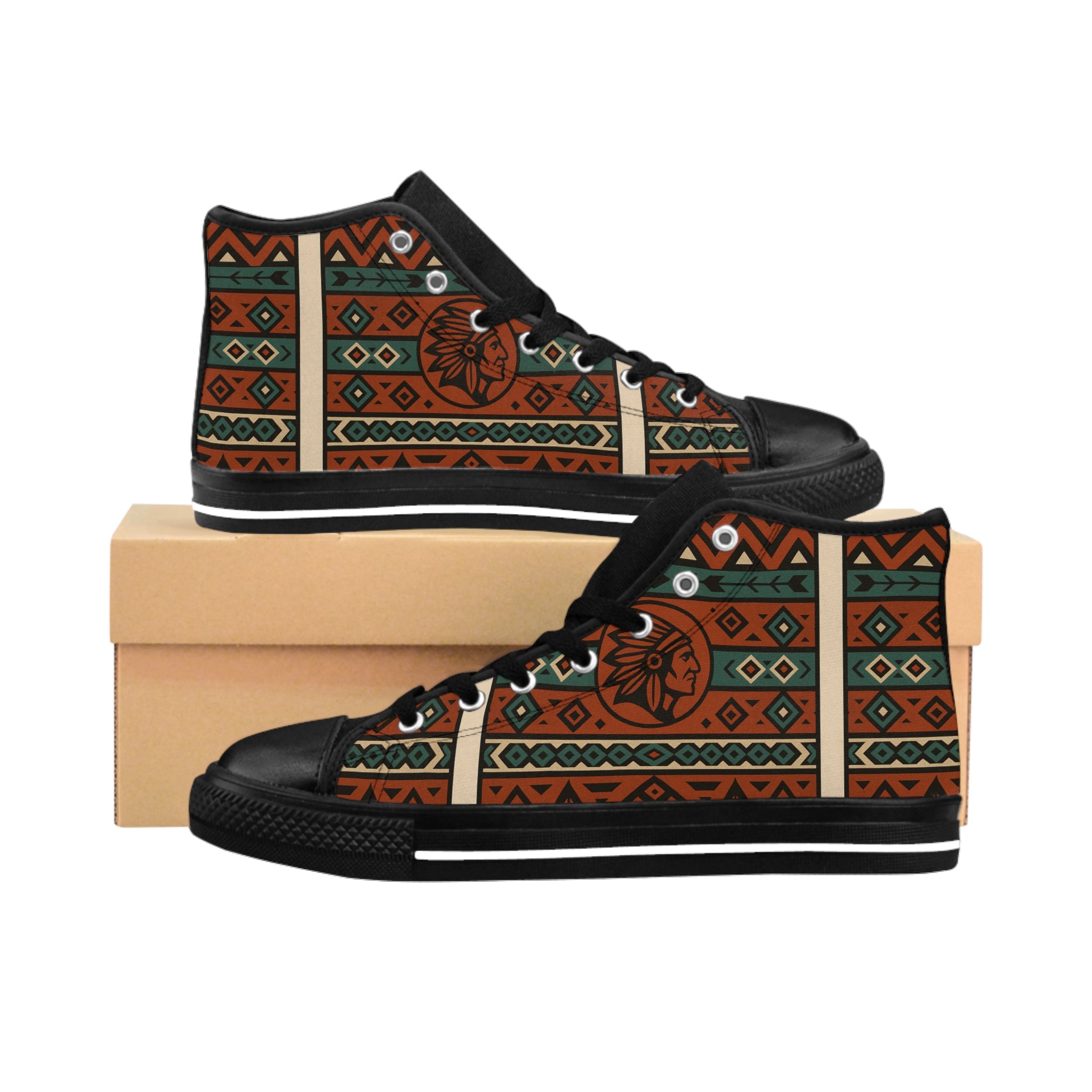 Tribal Chief Spirit Pattern High-Top Shoes