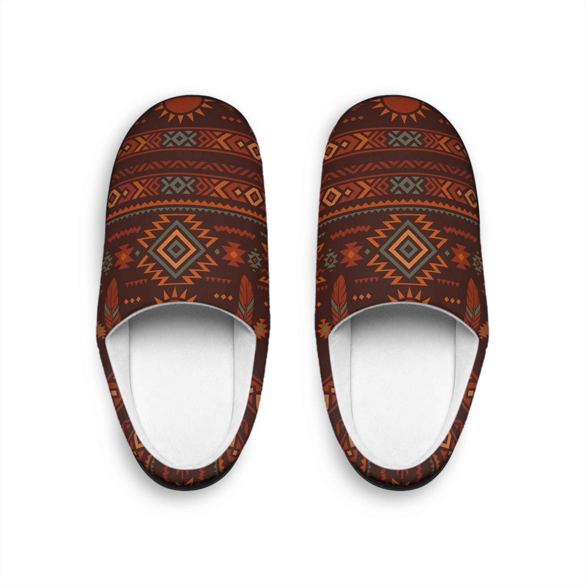 Tribal Sun & Feather Pattern Indoor Slippers