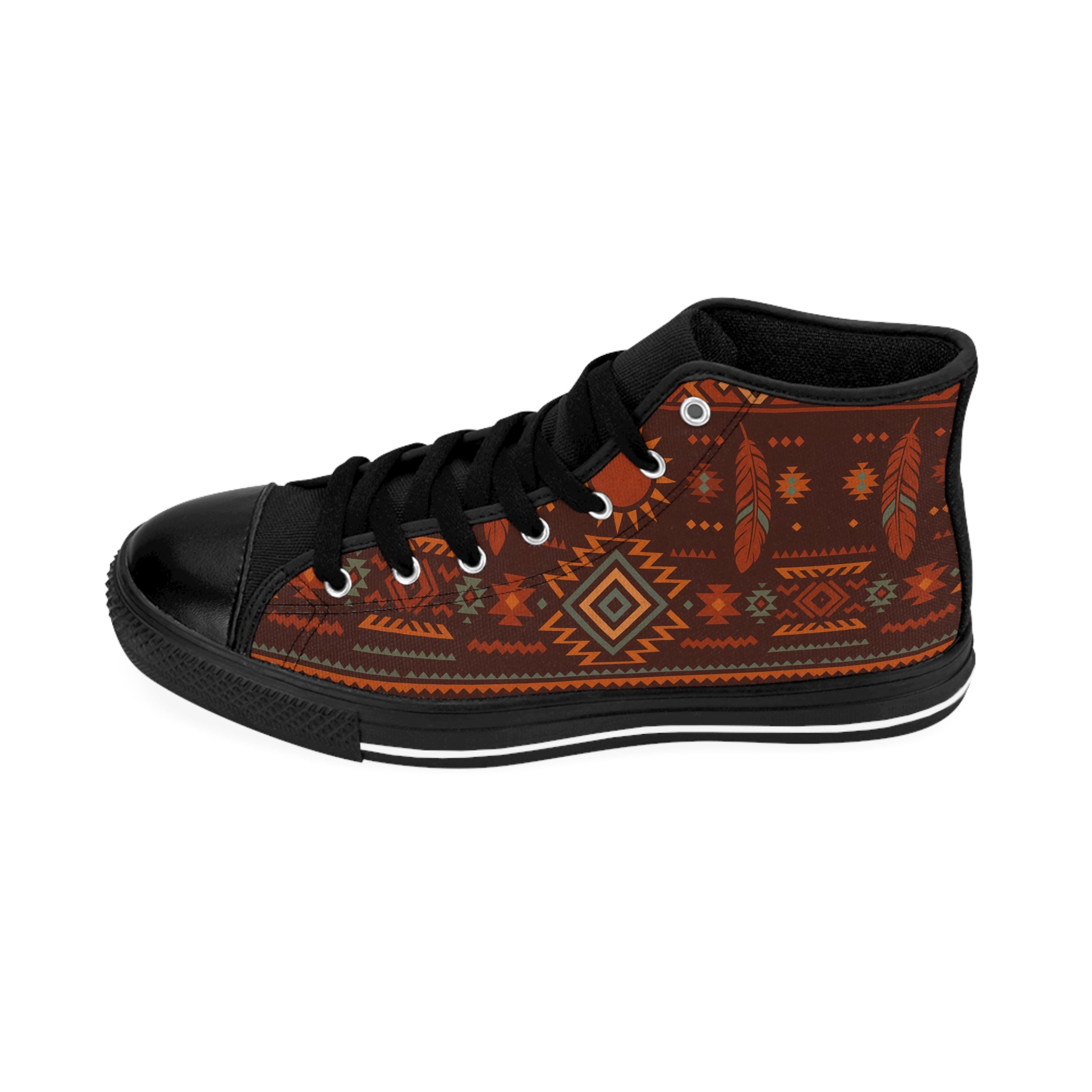 Tribal Sun & Feather Pattern High-Top Shoes