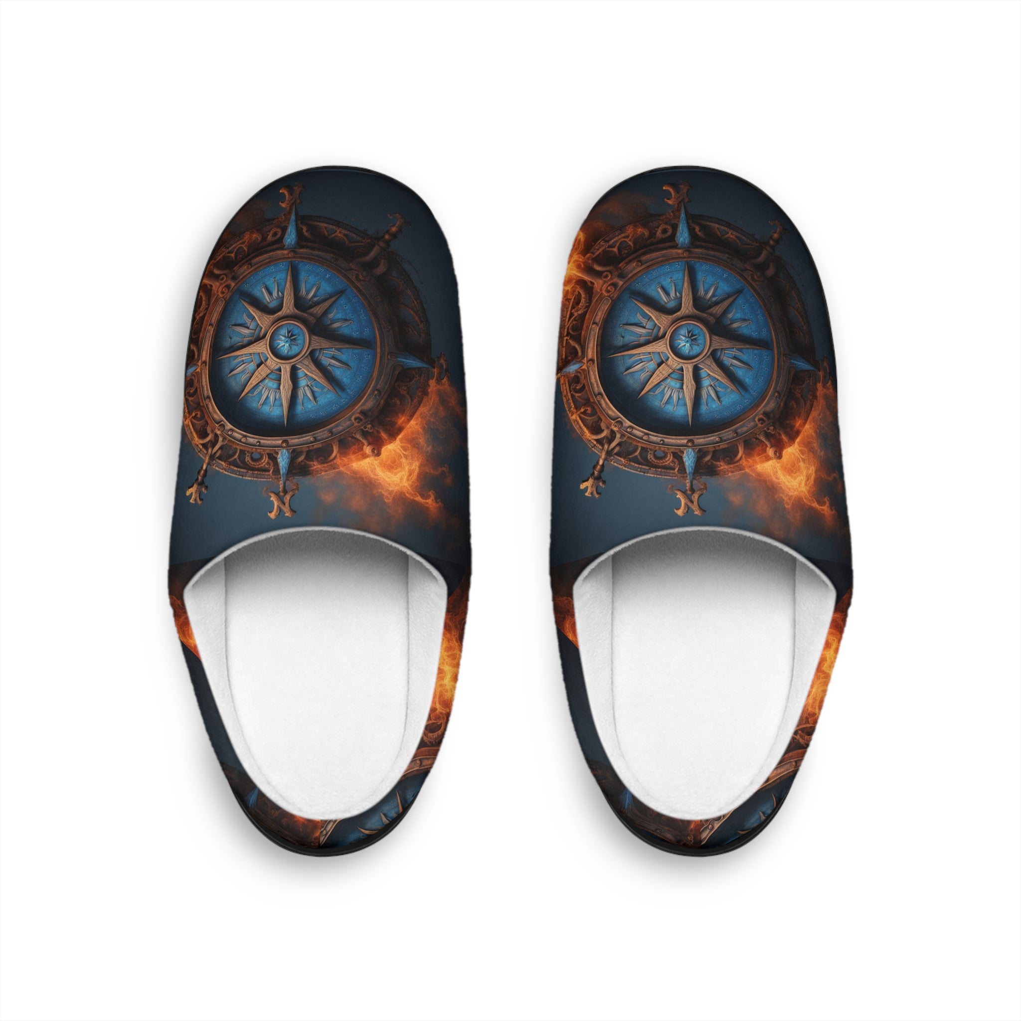 Flaming Vegvisir Compass Indoor Slippers