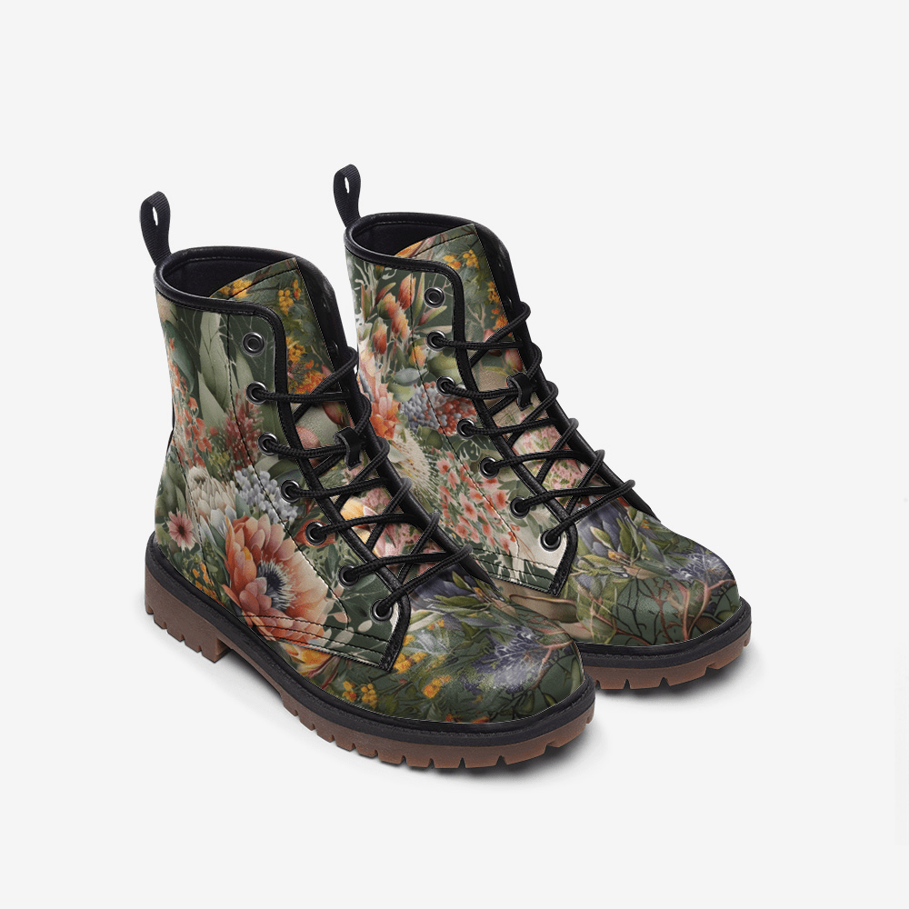 Australian Native Flowers Combat Boots