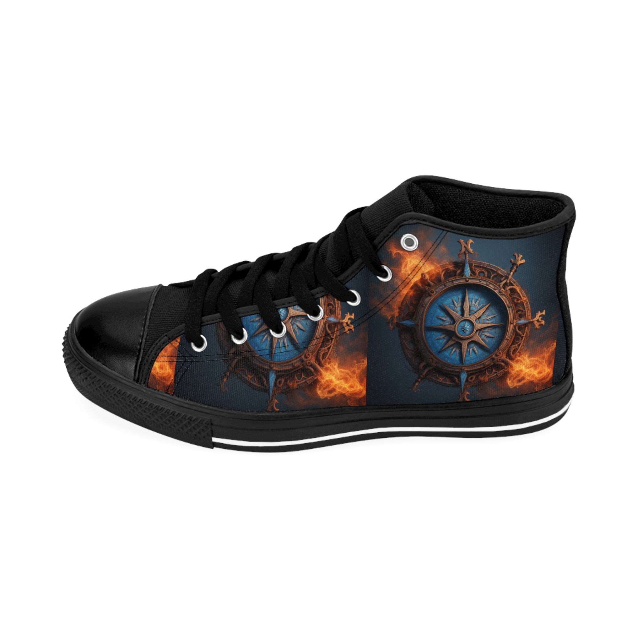 Flaming Vegvisir Compass High-Top Shoes