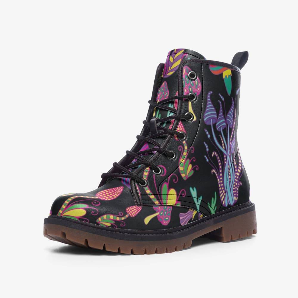 Trippy Mushrooms Combat Boots