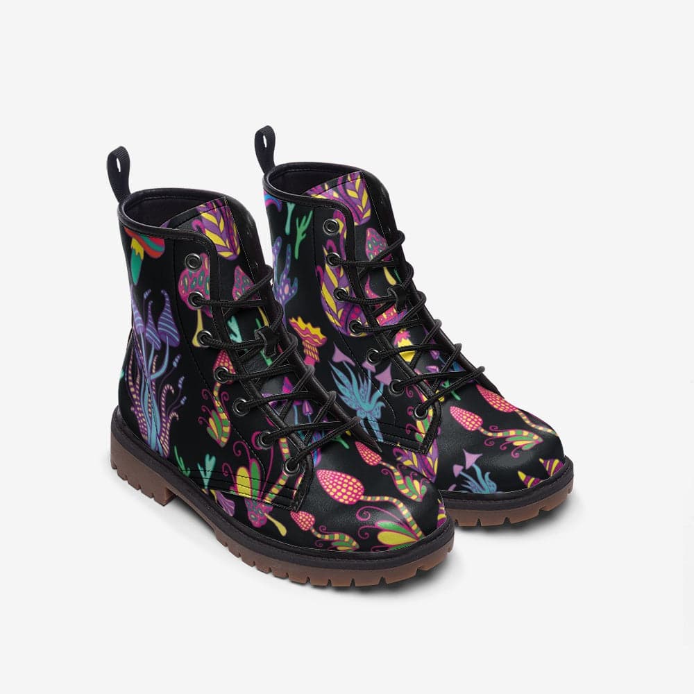 Trippy Mushrooms Combat Boots