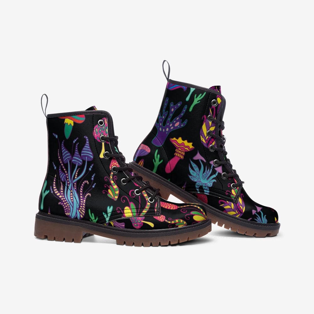 Trippy Mushrooms Combat Boots