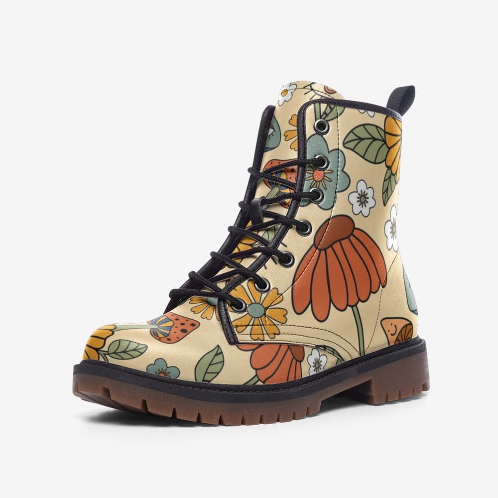 Hippie Mushroom Love Combat Boots