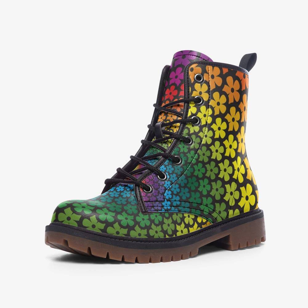 Flower Spiral Combat Boots