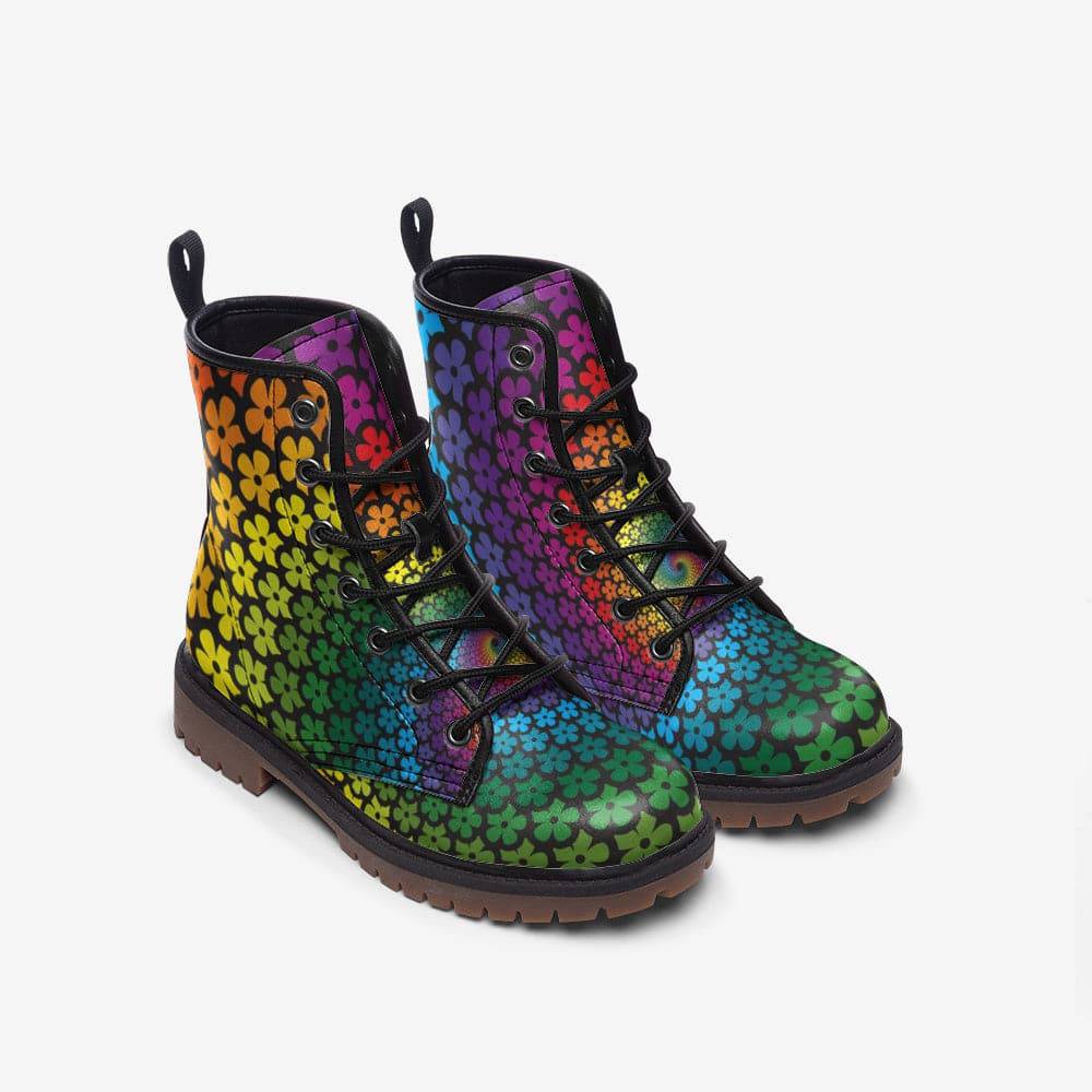 Flower Spiral Combat Boots