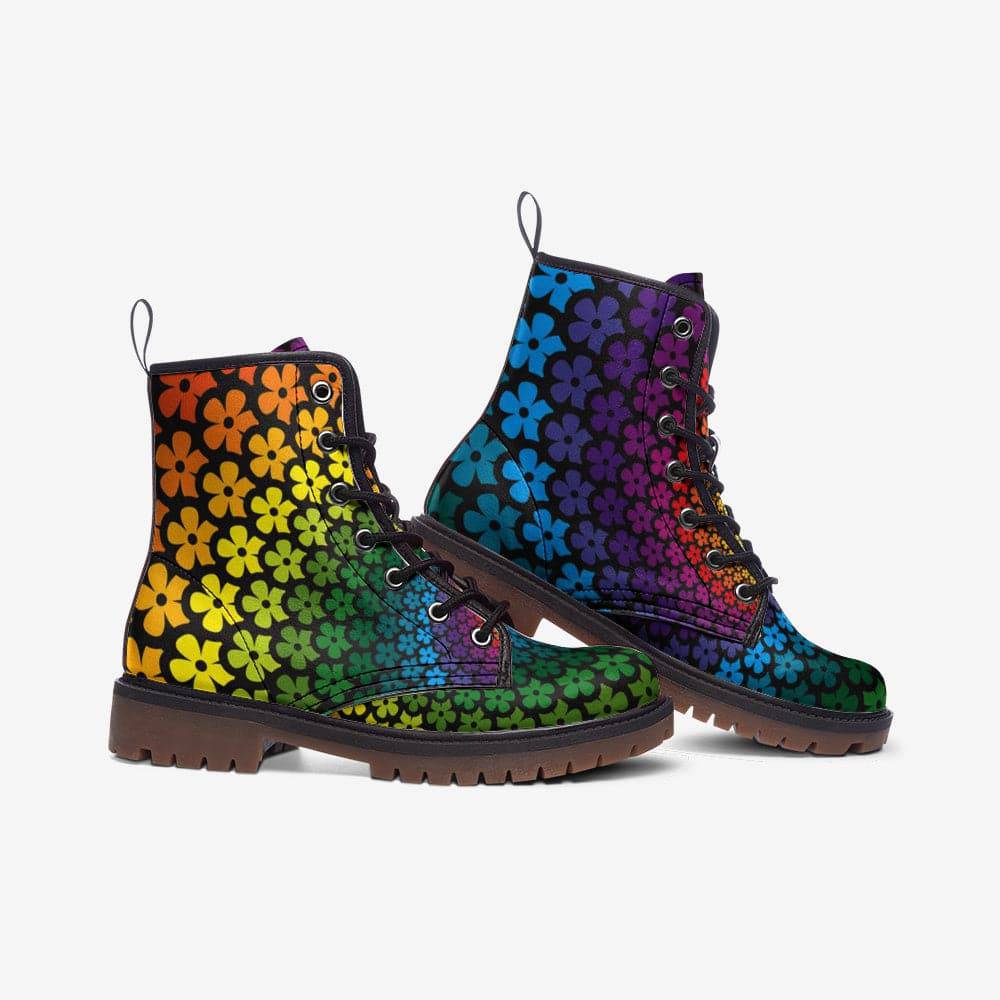 Flower Spiral Combat Boots