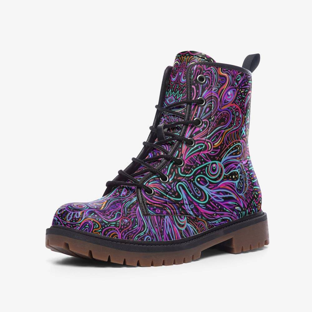 Trippy Psychedelic Purple Pink Combat Boots