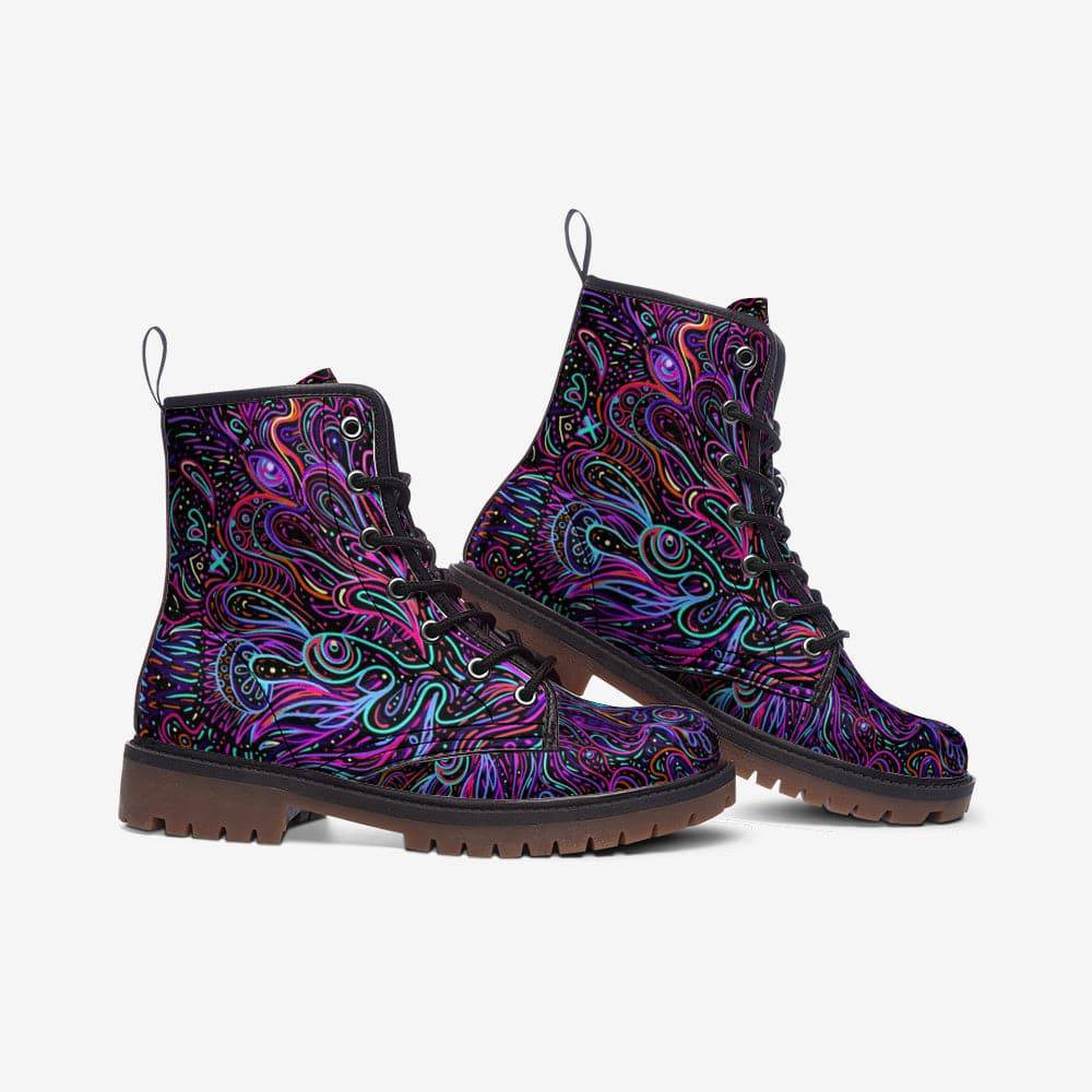 Trippy Psychedelic Purple Pink Combat Boots
