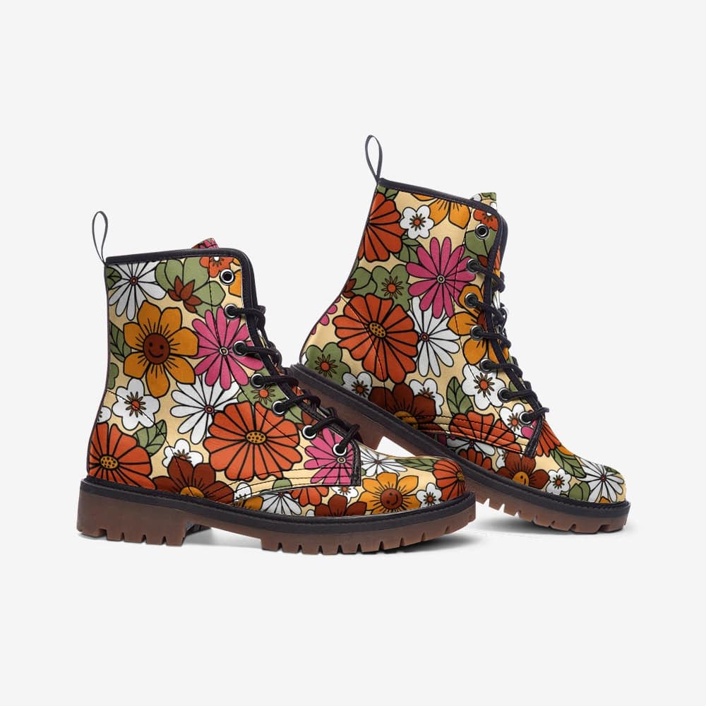 Hippie Flower Power Combat Boots