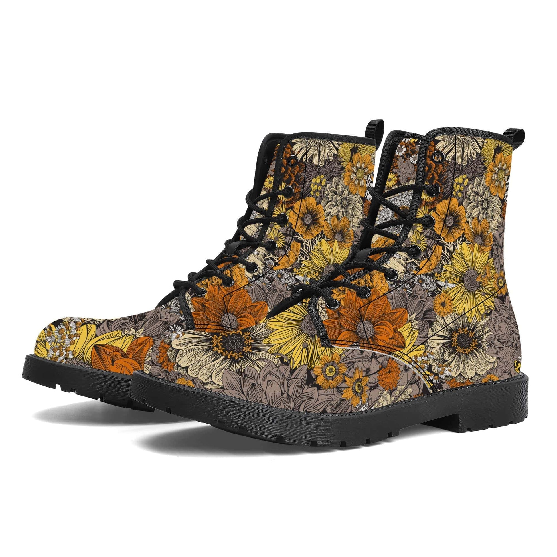 Fall Flowers Vegan Leather Boots