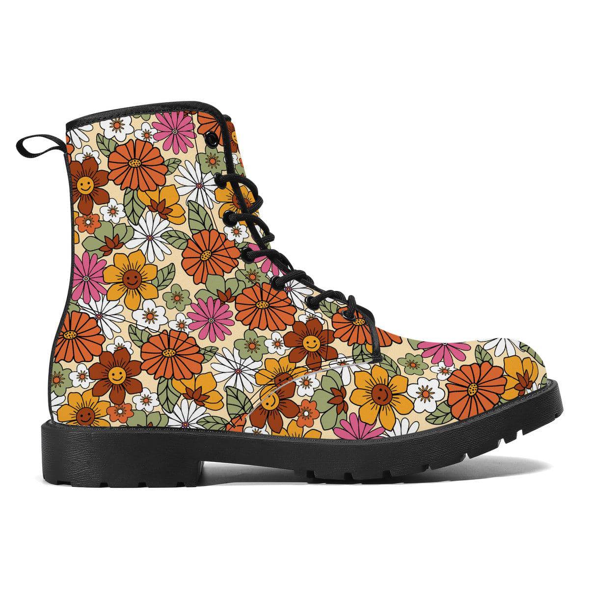 Hippie Flower Power Vegan Leather Boots
