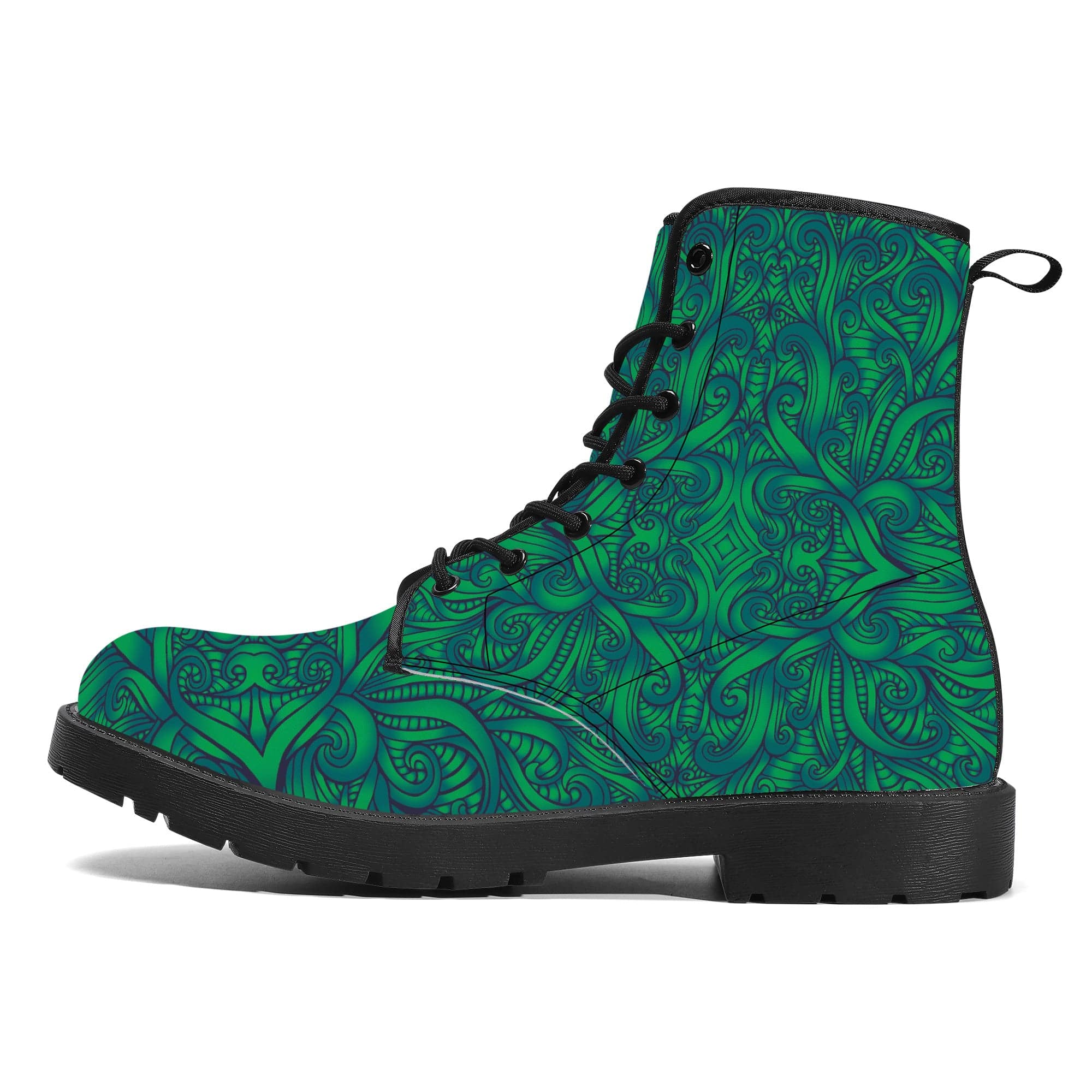 Maori Green Fern Vegan Leather Boots