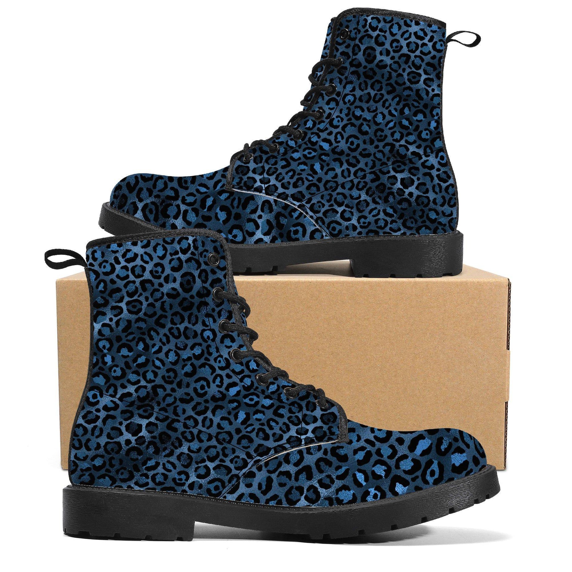 Blue Cheetah Vegan Leather Boots