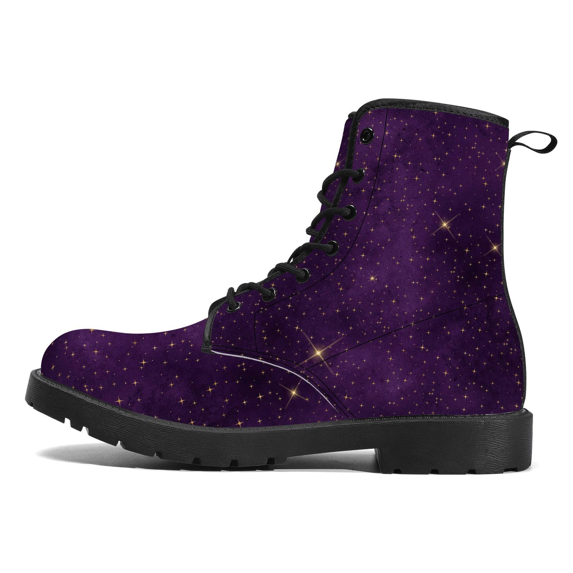 Purple Star Galaxy Vegan Leather Boots
