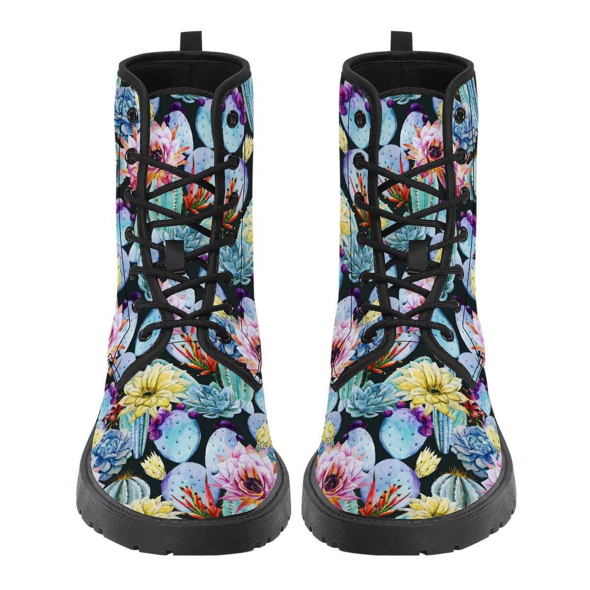 Watercolour Cactus Vegan Leather Boots