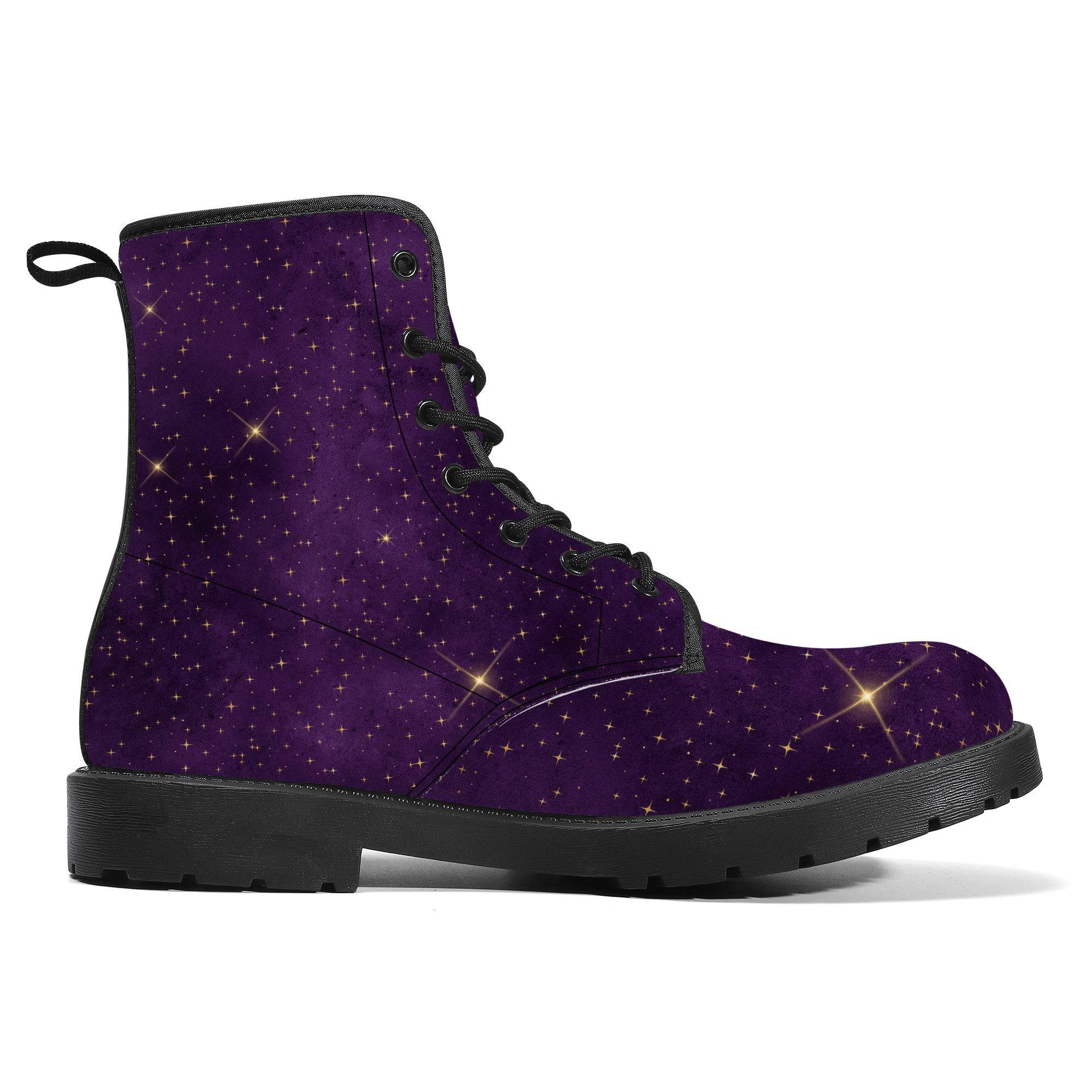 Purple Star Galaxy Vegan Leather Boots