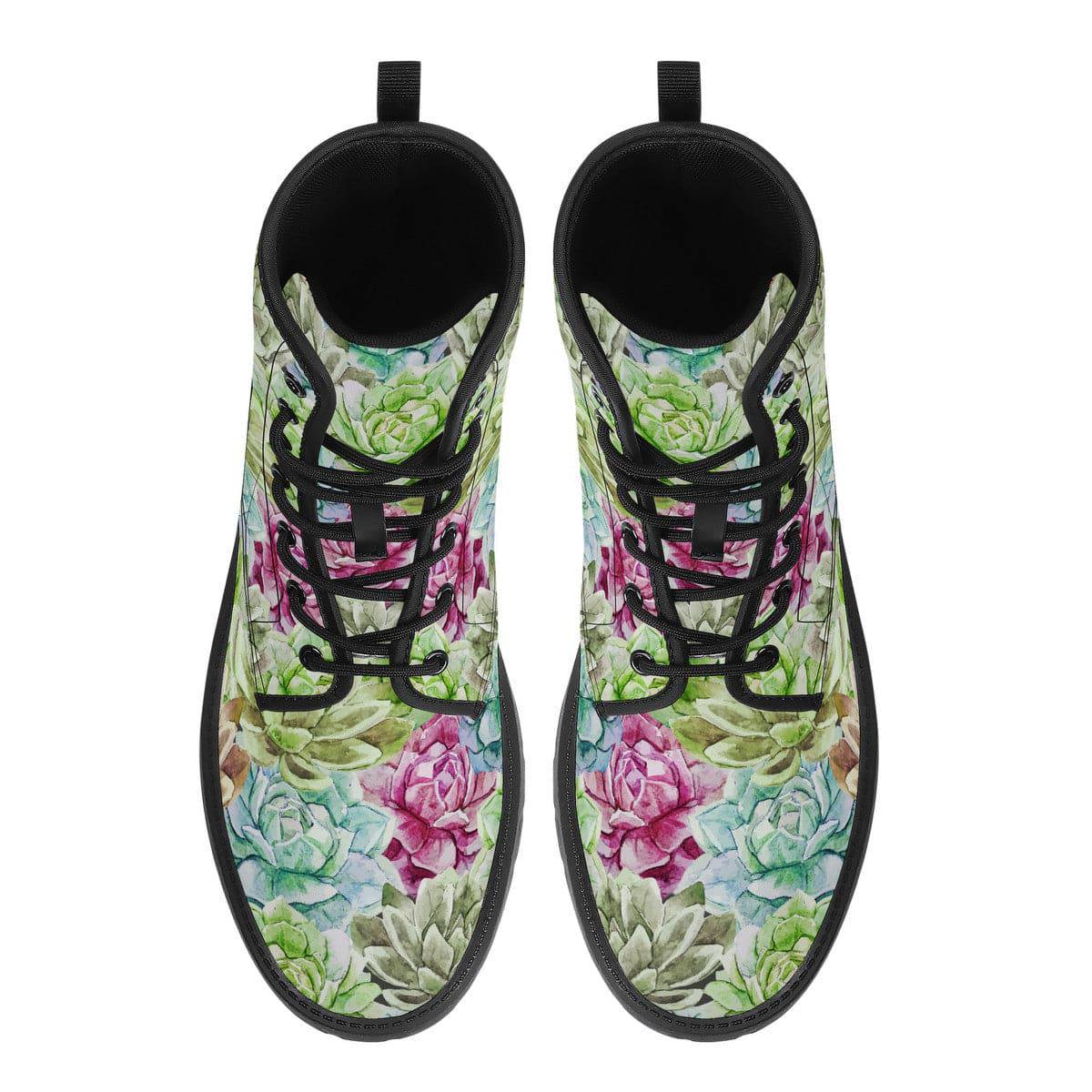 Multicolour Succulents Vegan Leather Boots