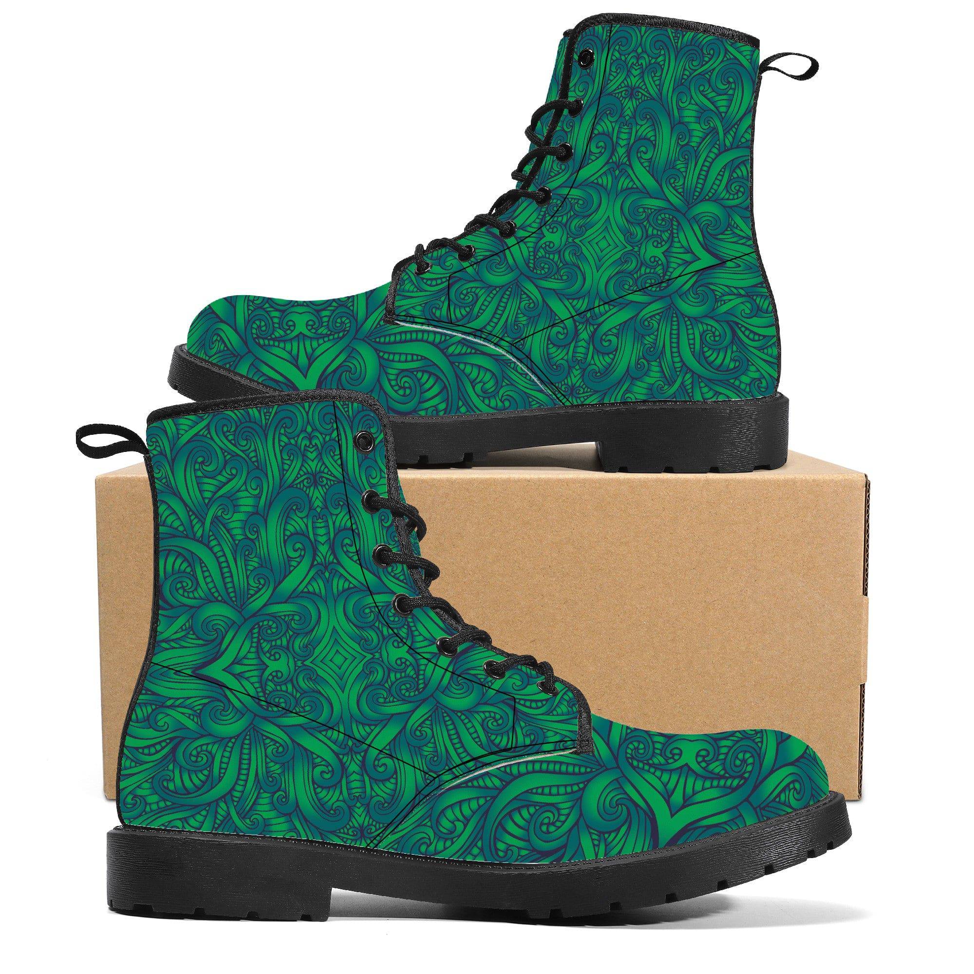 Maori Green Fern Vegan Leather Boots
