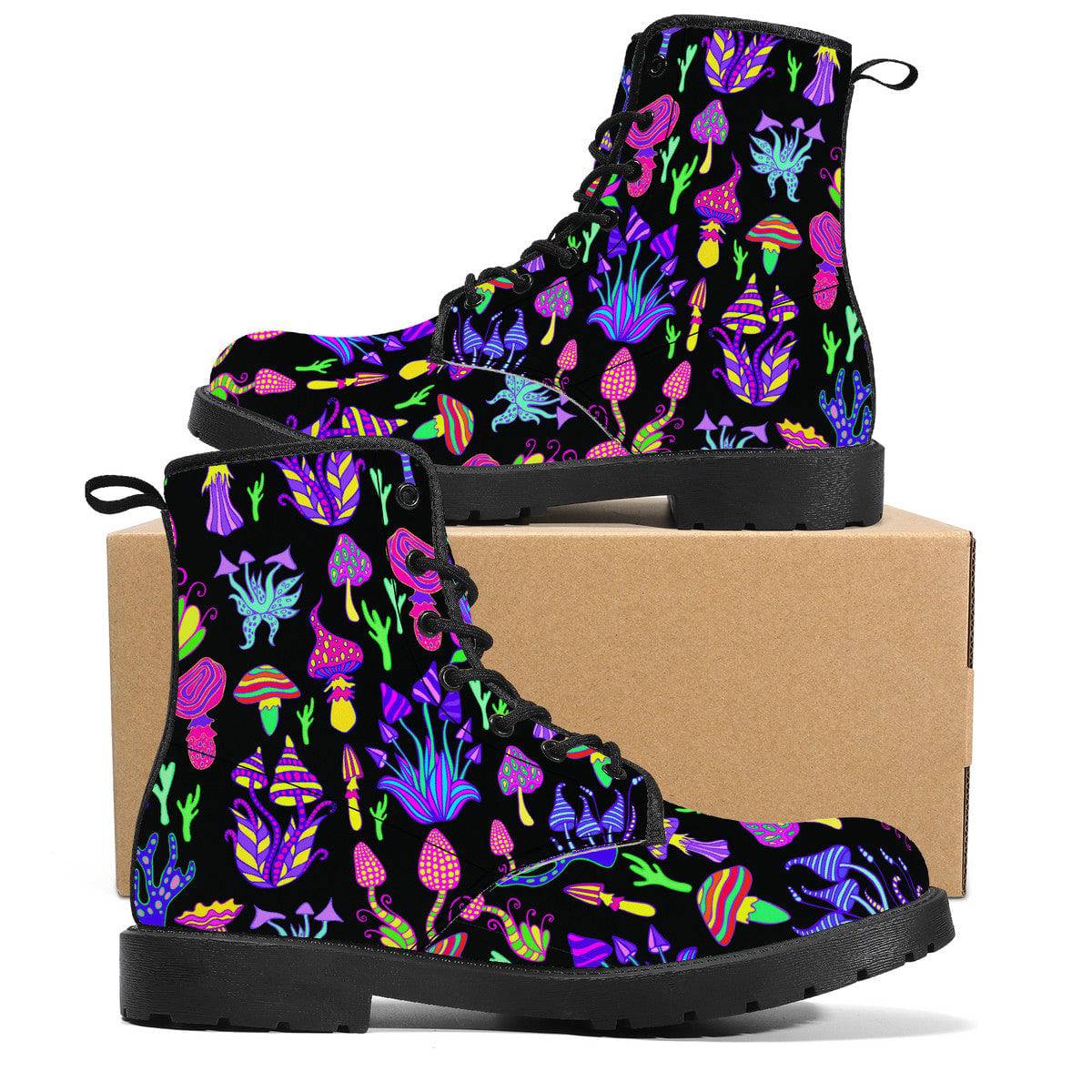 Trippy Mushrooms Vegan Leather Boots