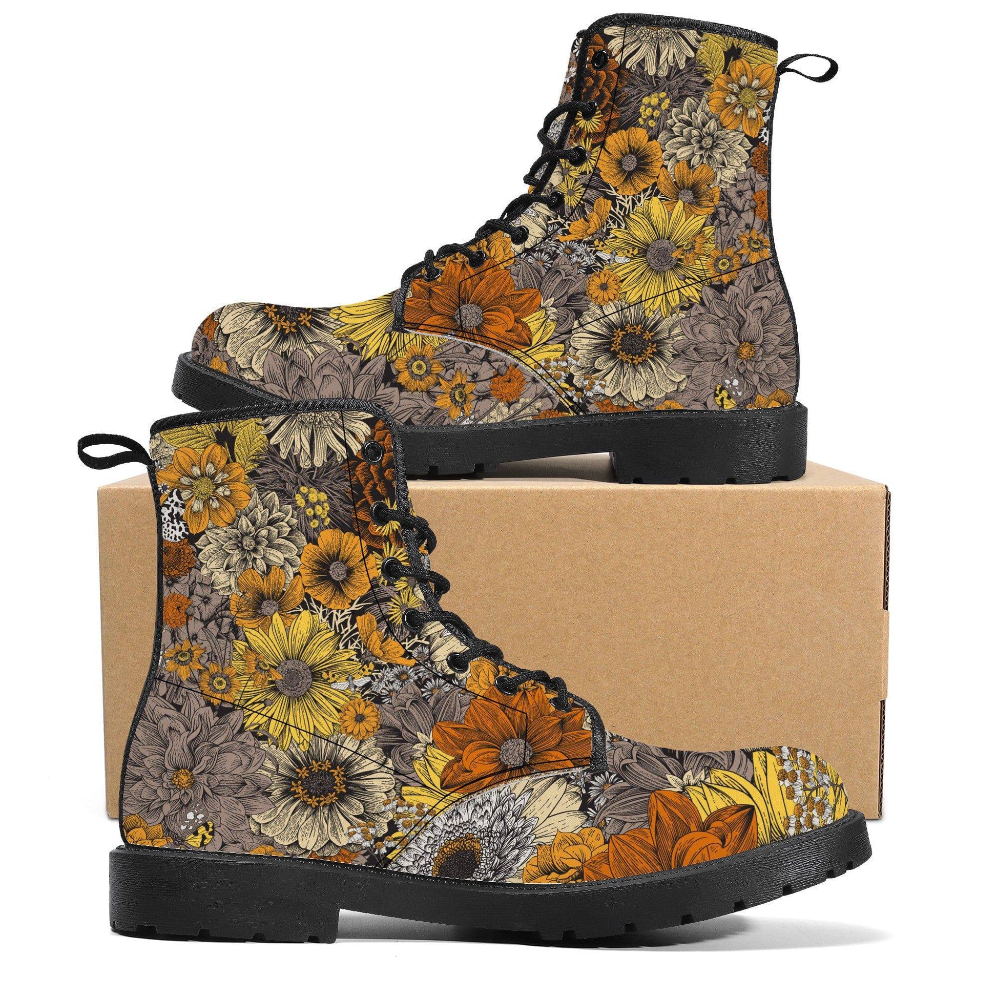 Fall Flowers Vegan Leather Boots