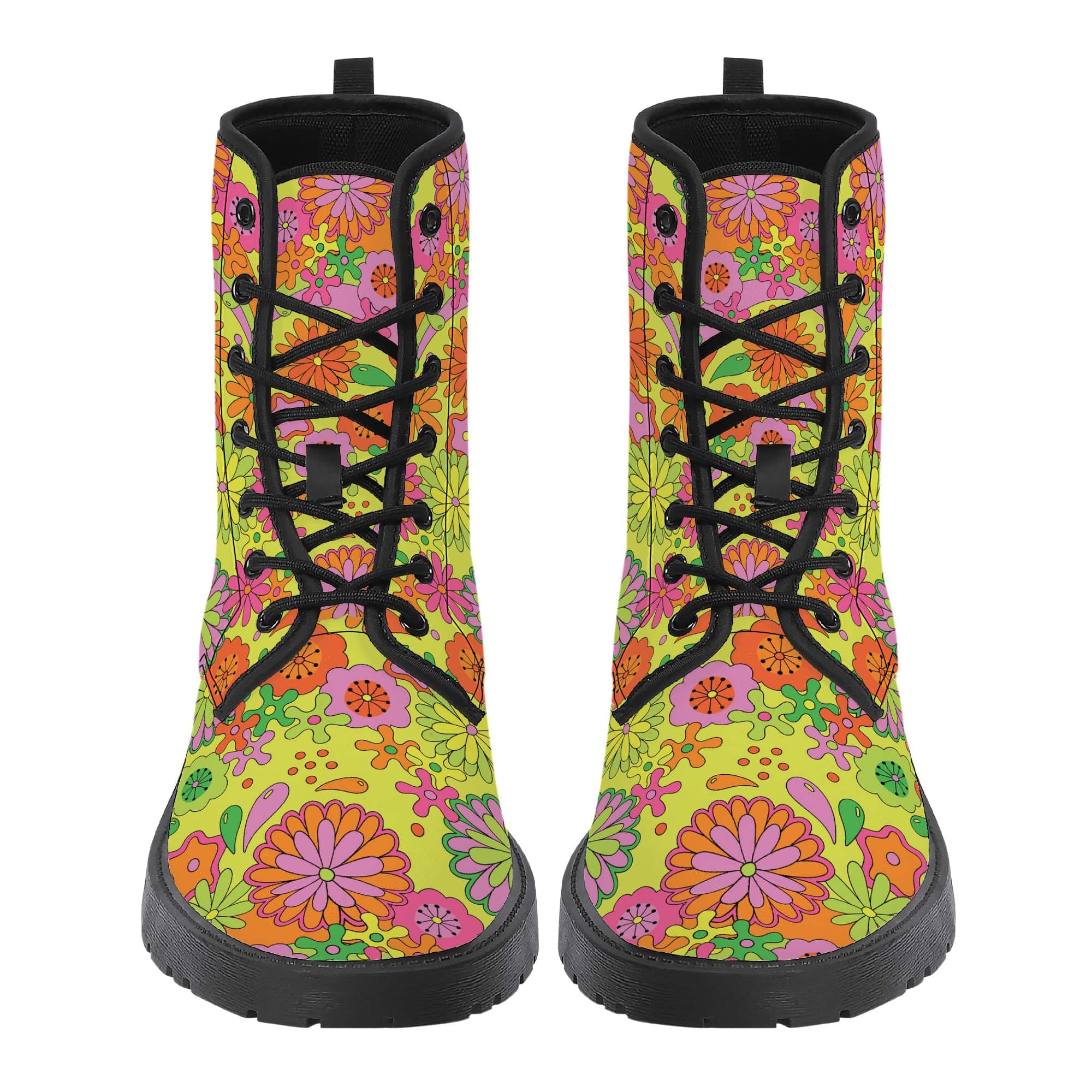 Trippy Flowers Vegan Leather Boots