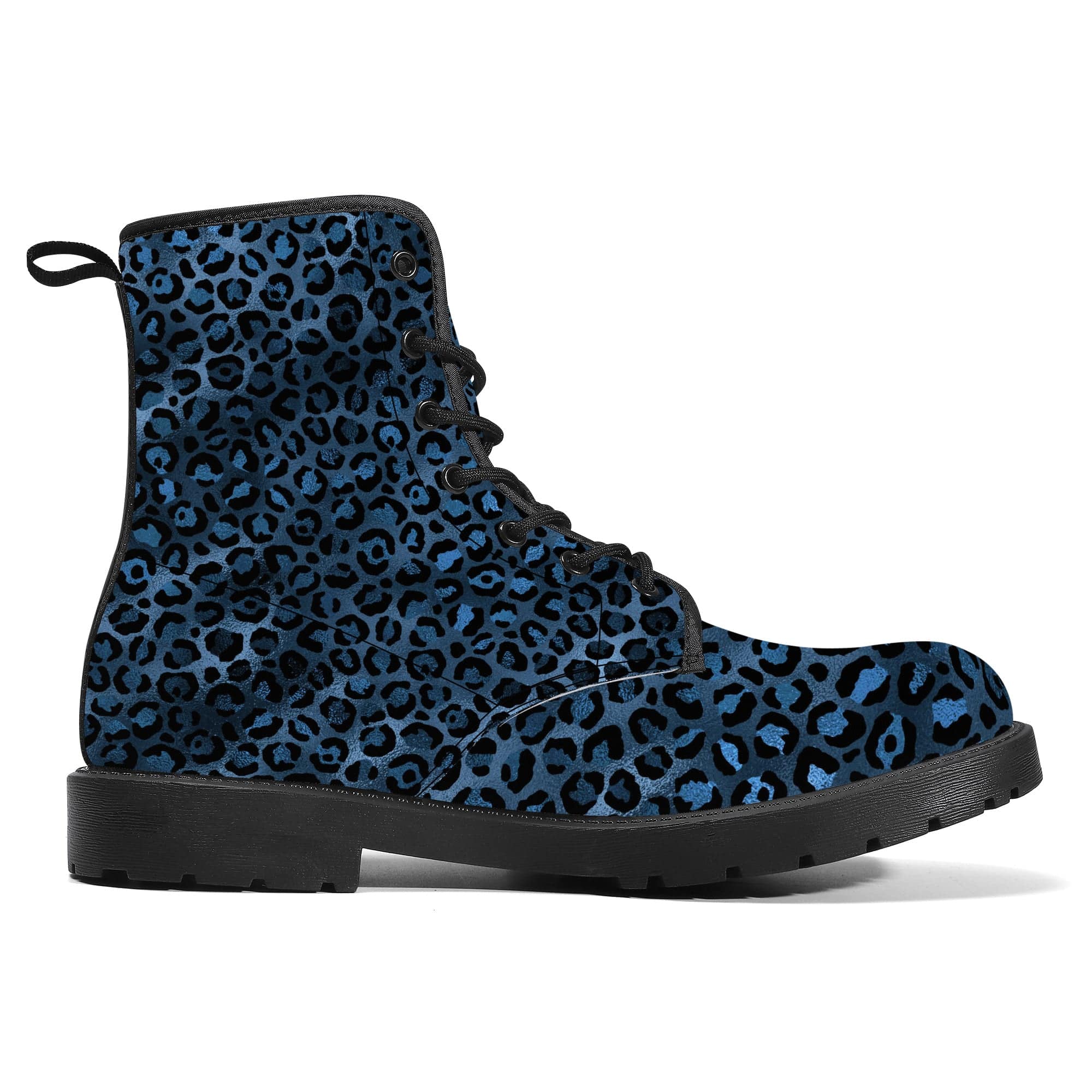 Blue Cheetah Vegan Leather Boots