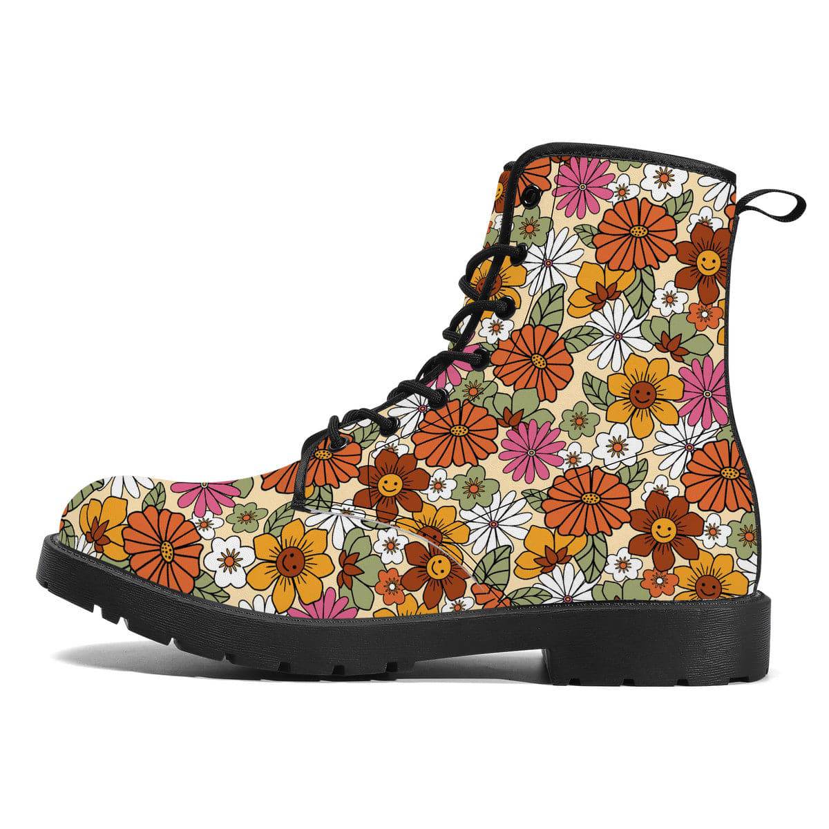 Hippie Flower Power Vegan Leather Boots