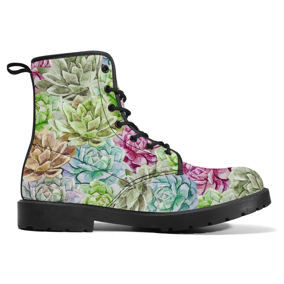 Multicolour Succulents Vegan Leather Boots