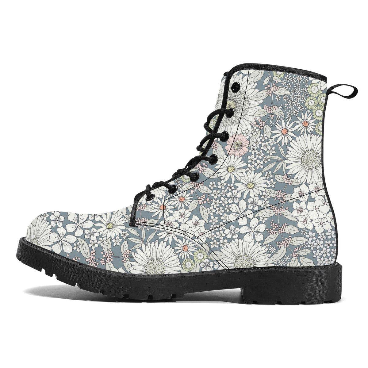 Snowy Field Of Flowers Vegan Leather Boots