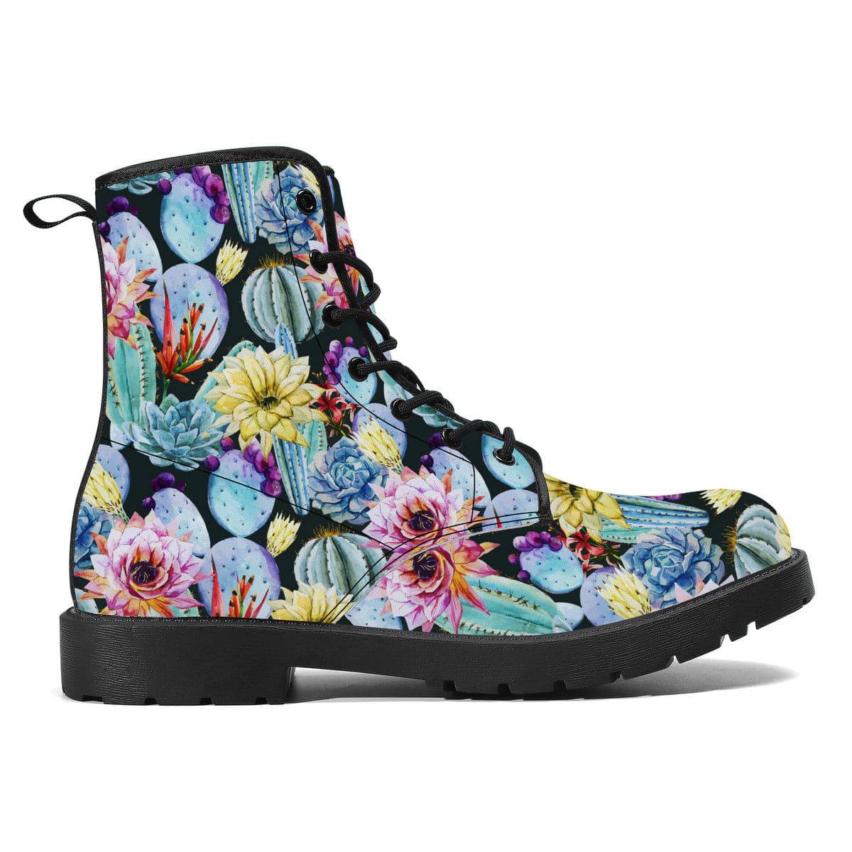Watercolour Cactus Vegan Leather Boots