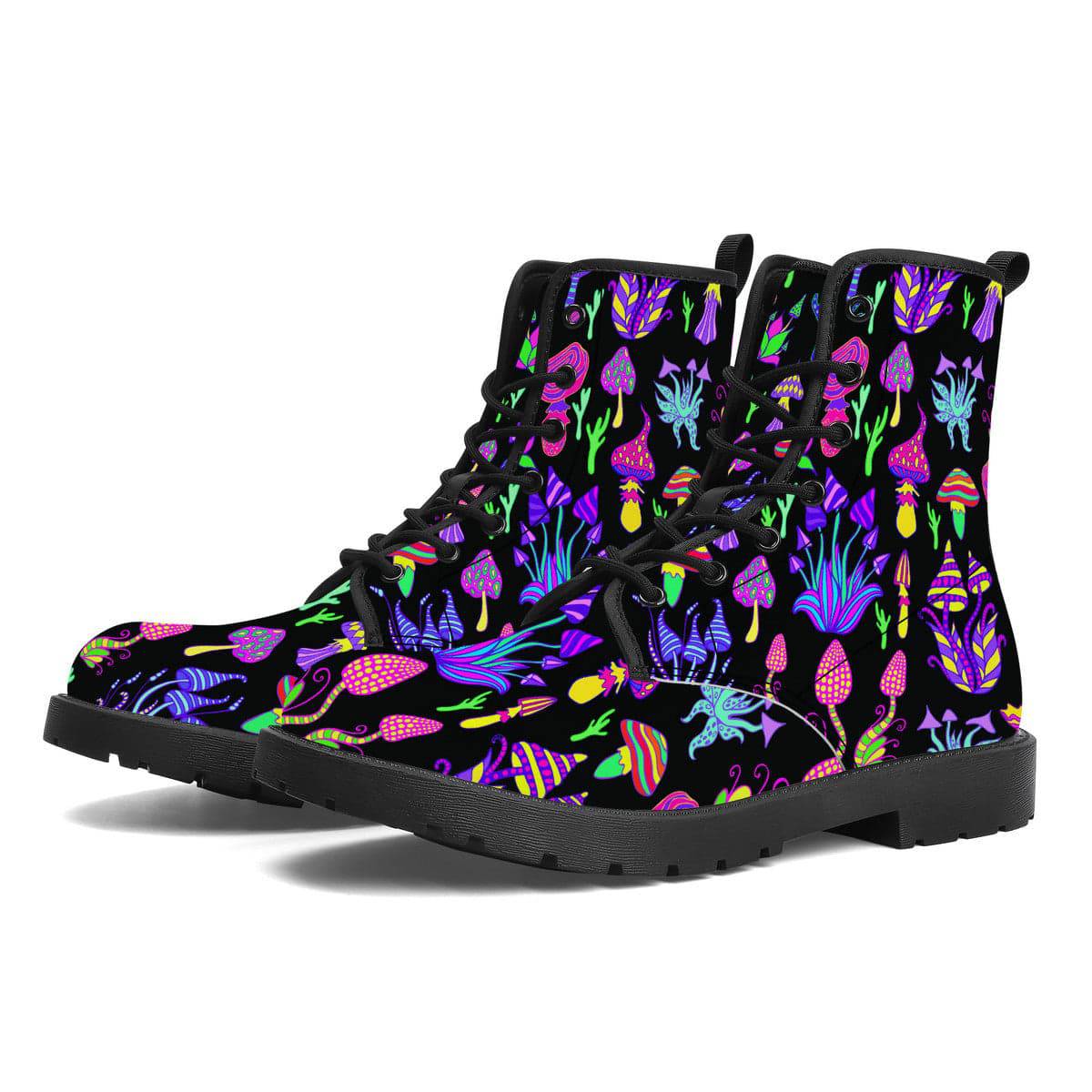 Trippy Mushrooms Vegan Leather Boots