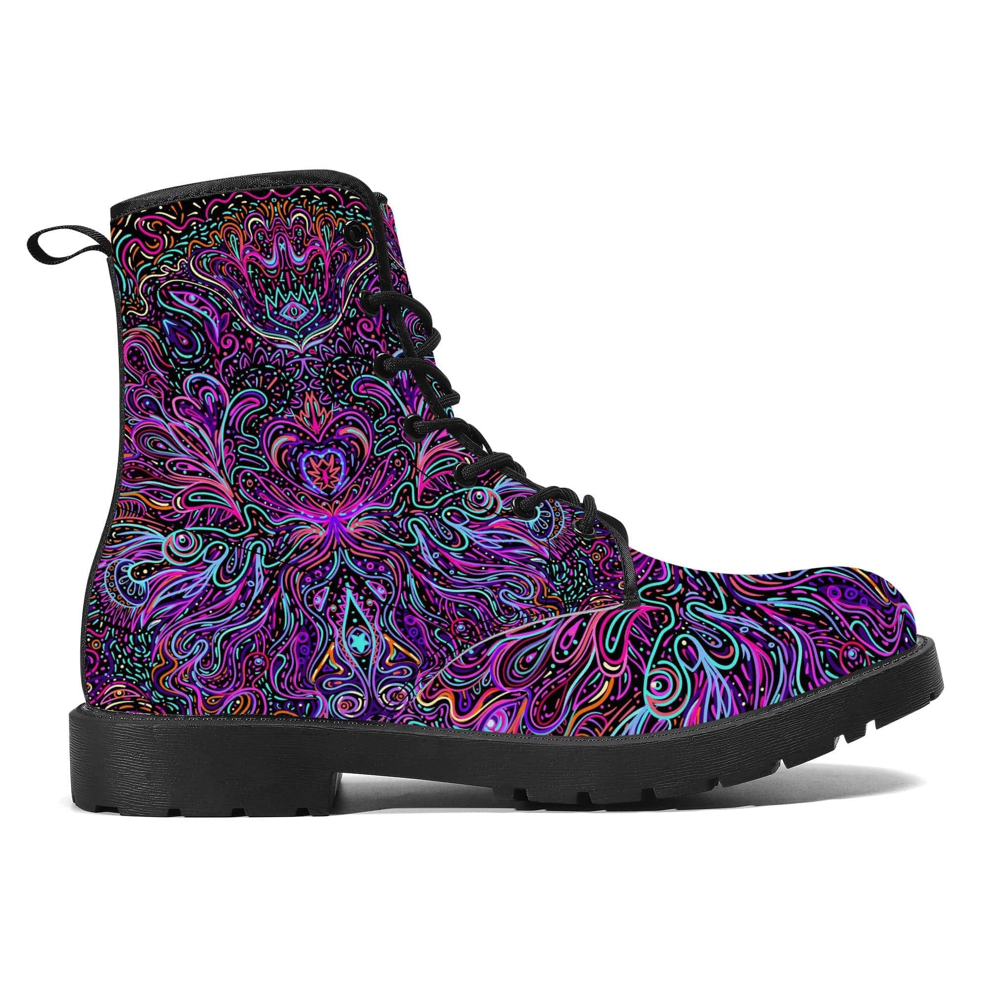 Trippy Psychedelic Purple Pink Vegan Leather Boots