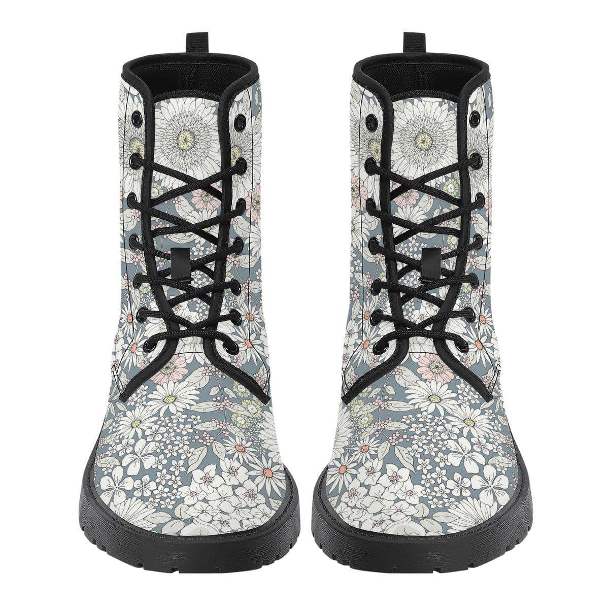 Snowy Field Of Flowers Vegan Leather Boots