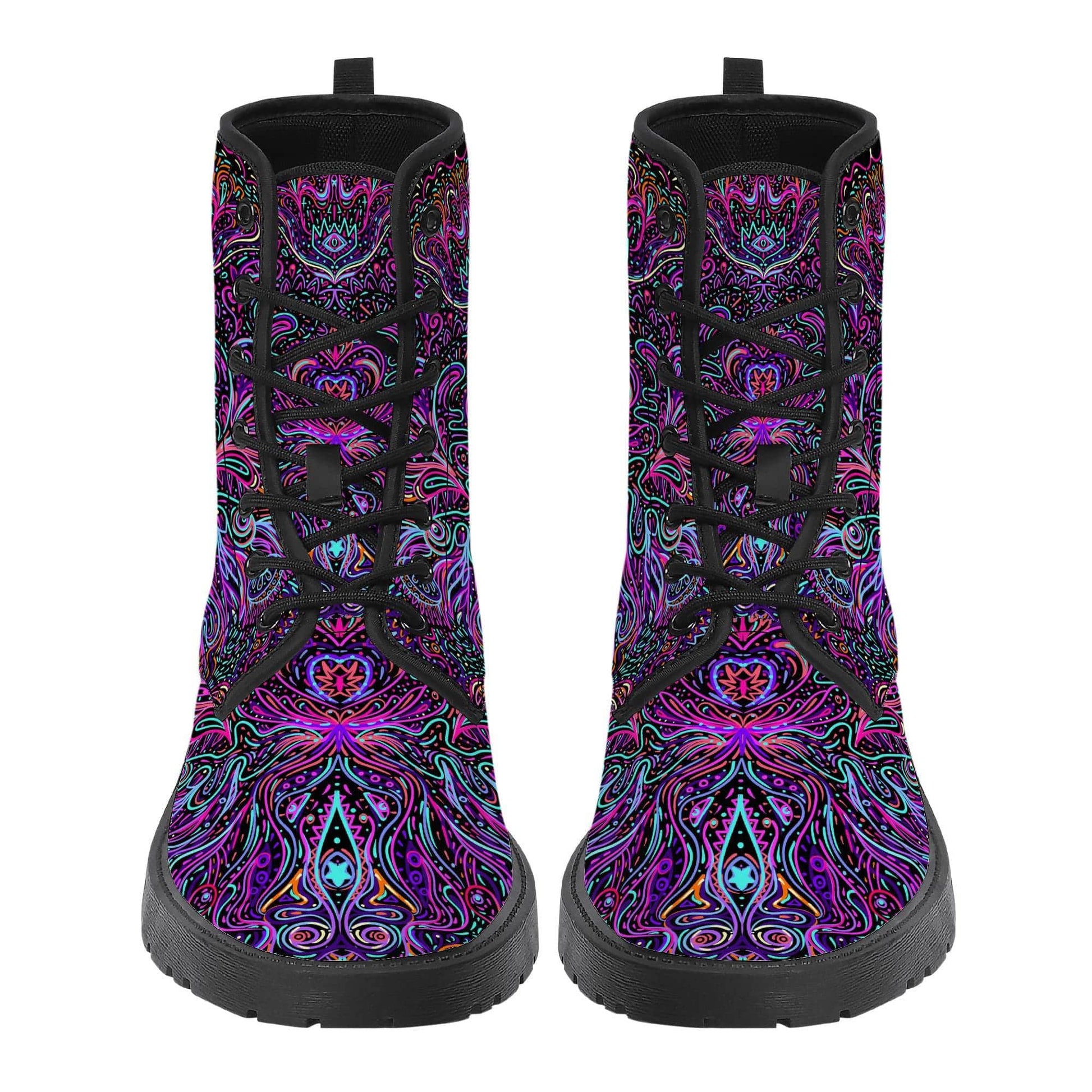 Trippy Psychedelic Purple Pink Vegan Leather Boots