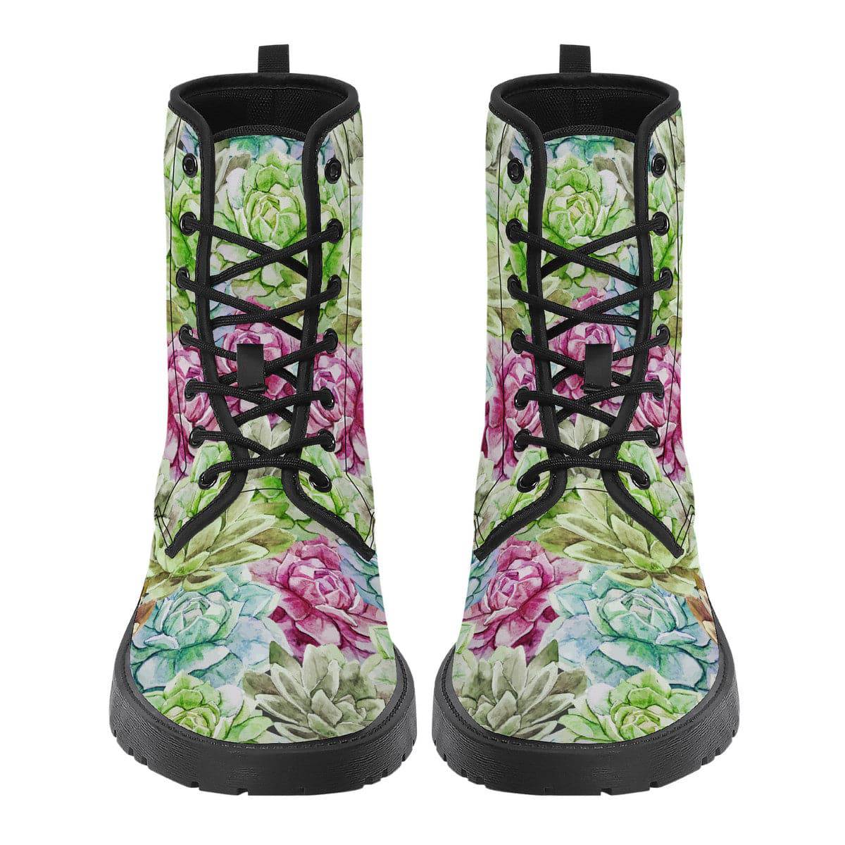 Multicolour Succulents Vegan Leather Boots