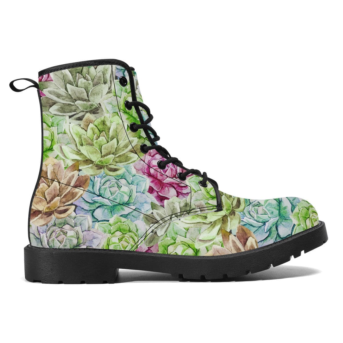 Multicolour Succulents Vegan Leather Boots