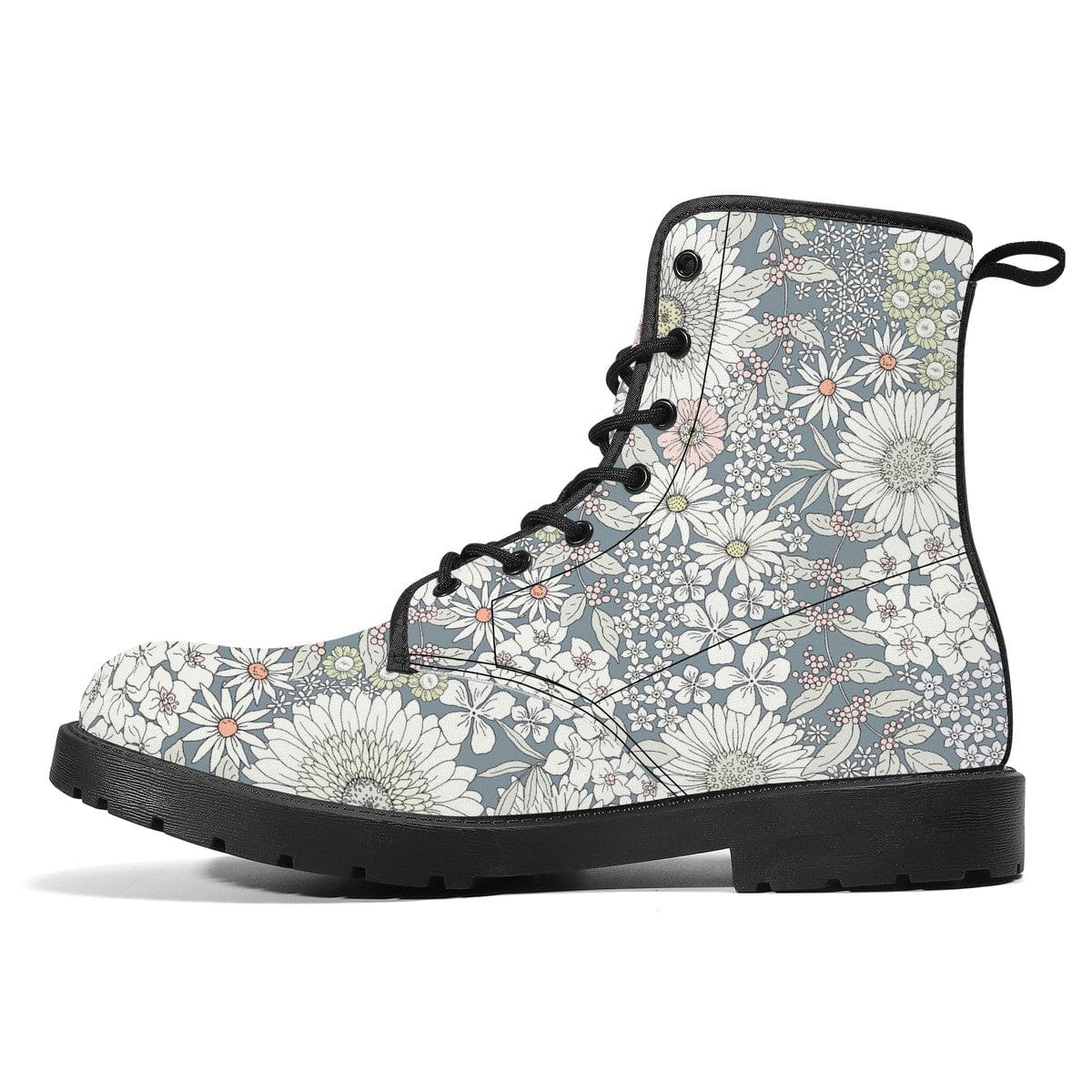 Snowy Field Of Flowers Vegan Leather Boots