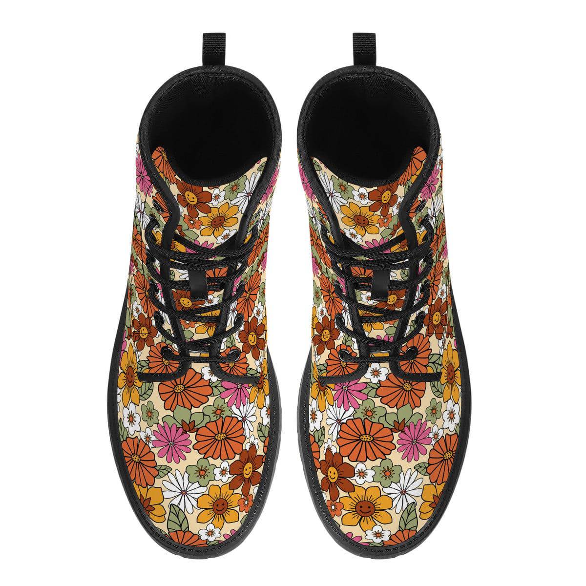 Hippie Flower Power Vegan Leather Boots