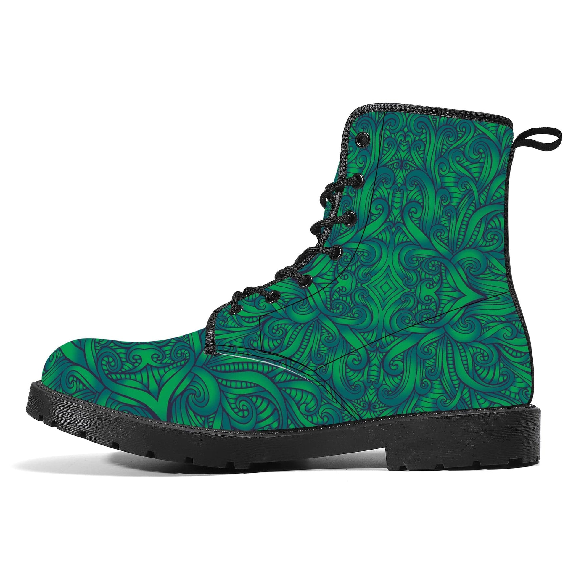 Maori Green Fern Vegan Leather Boots