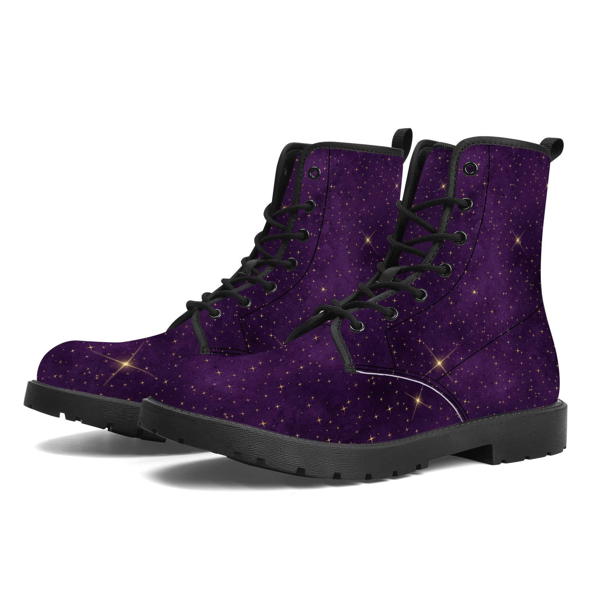 Purple Star Galaxy Vegan Leather Boots