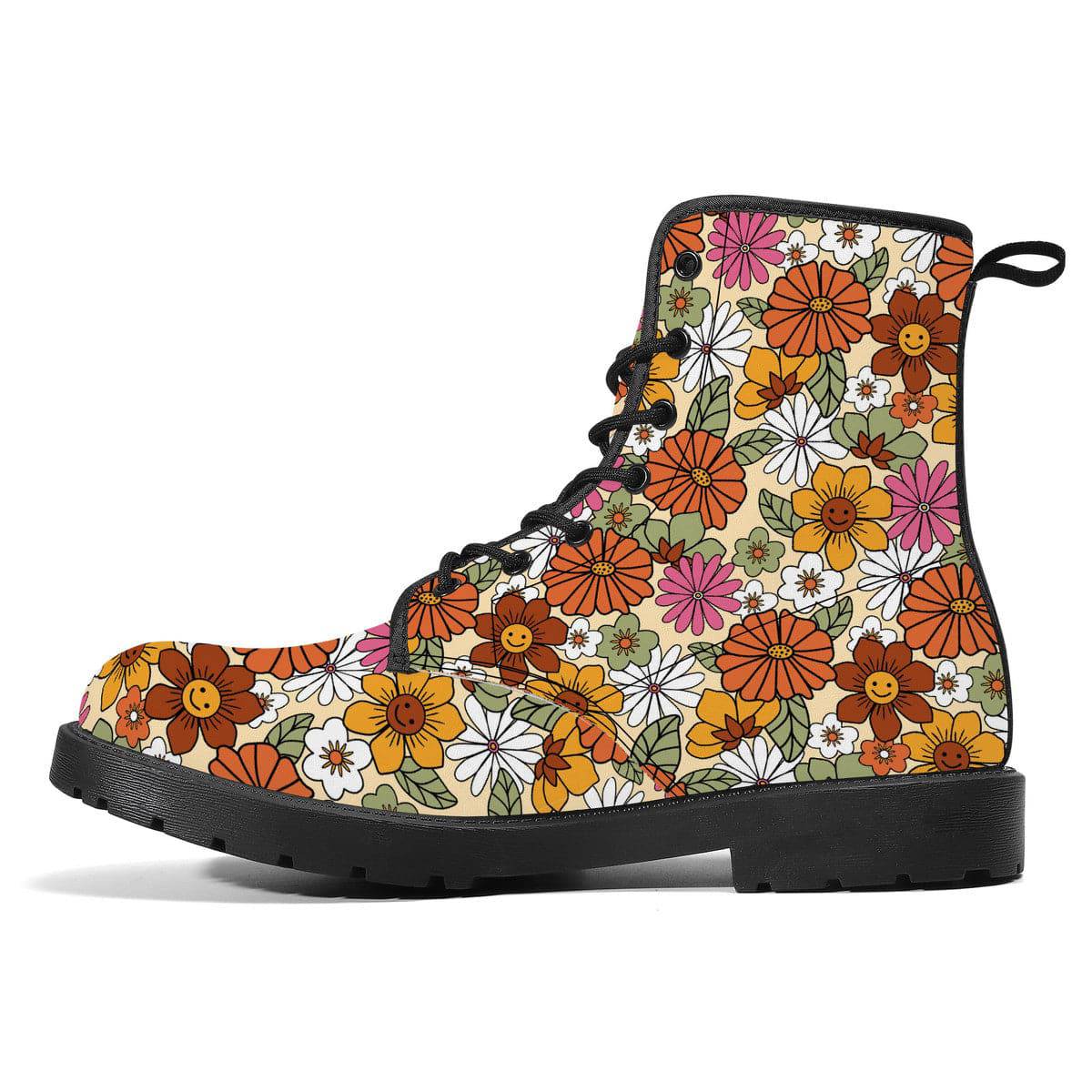 Hippie Flower Power Vegan Leather Boots