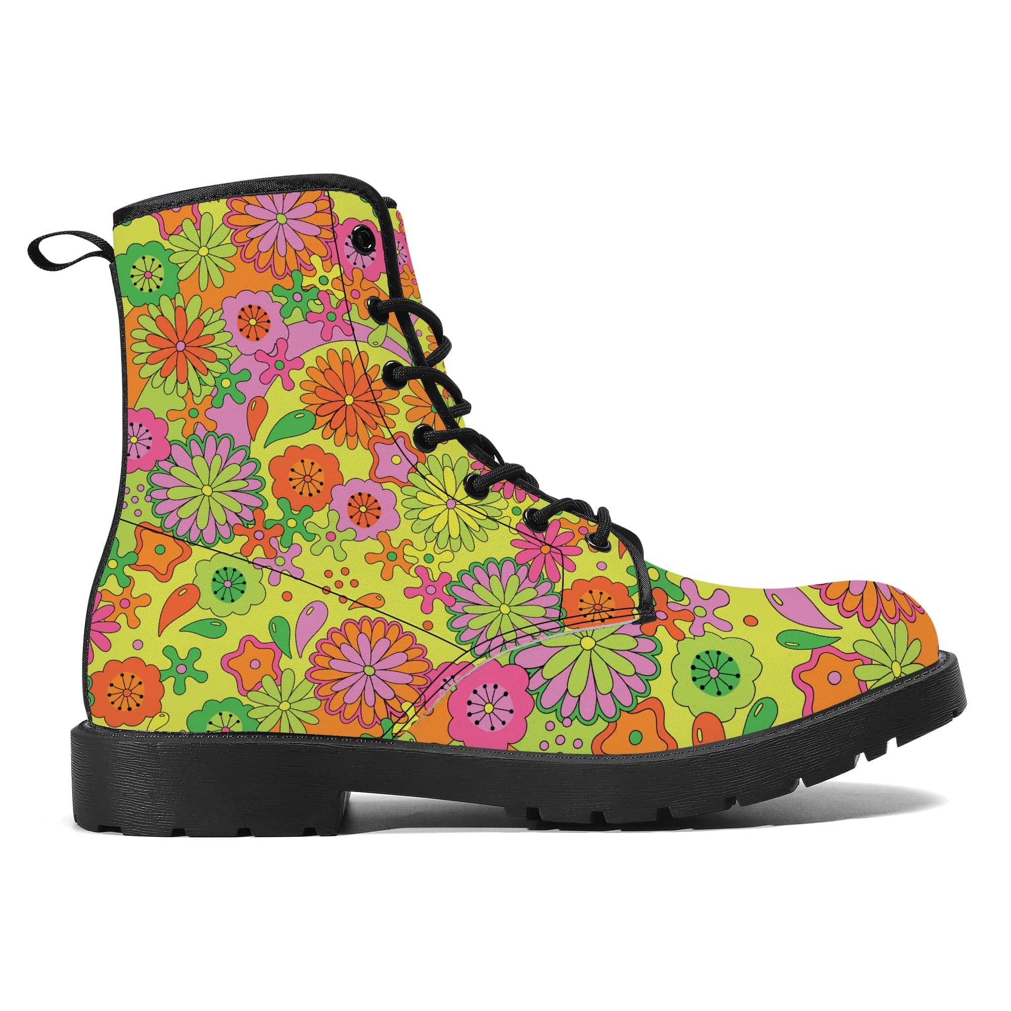 Trippy Flowers Vegan Leather Boots