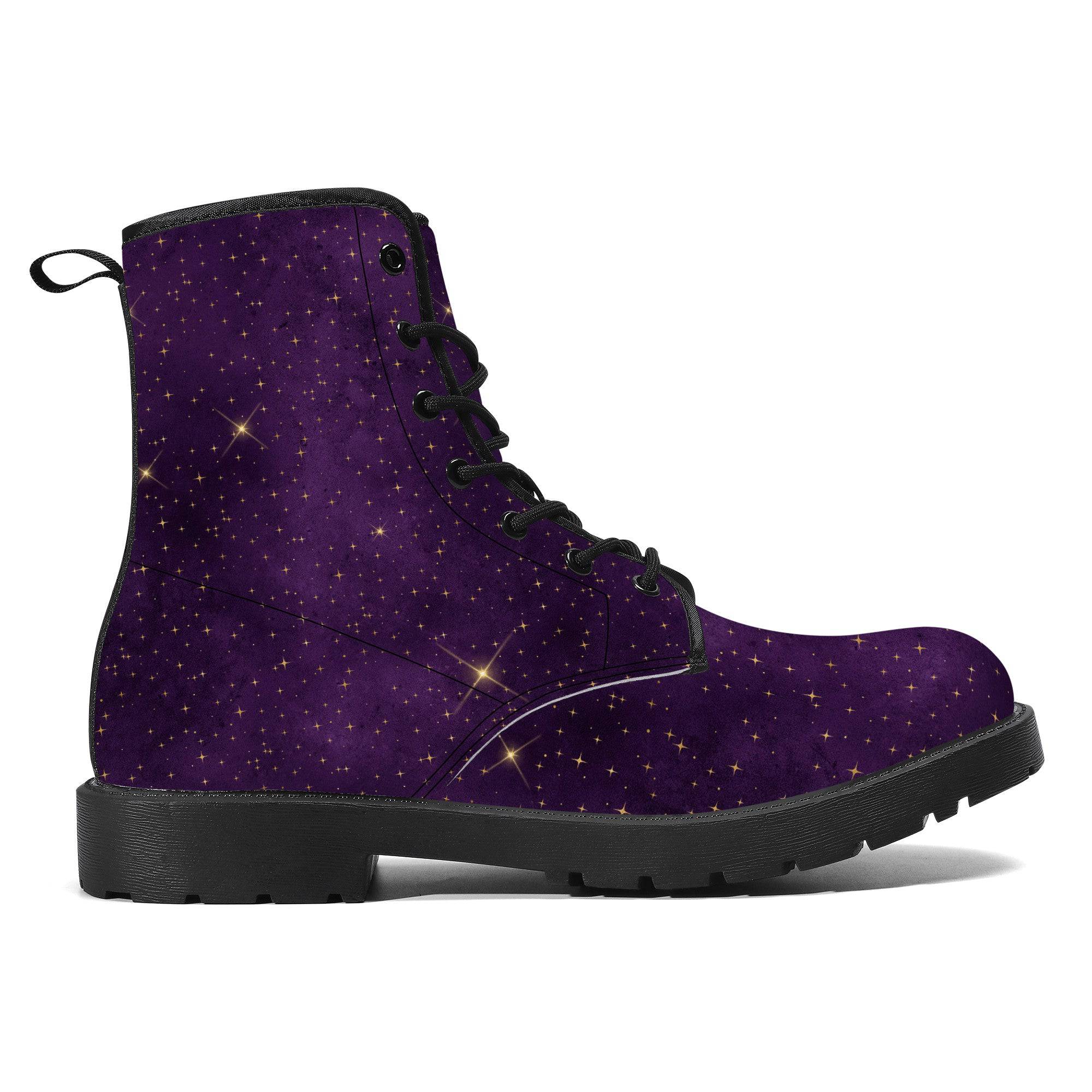 Purple Star Galaxy Vegan Leather Boots