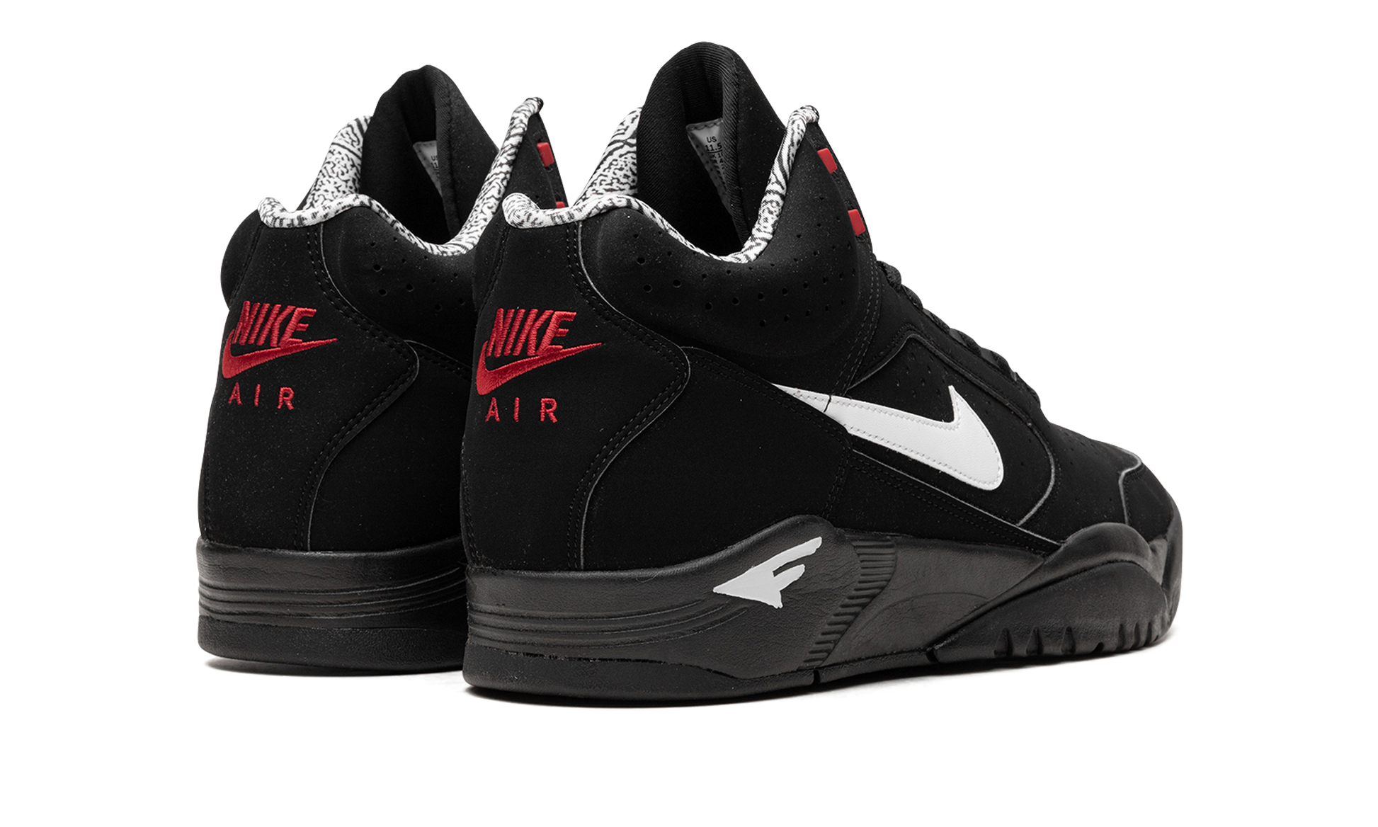 Air Flight Lite Mid "black White Varsity Red" - 3