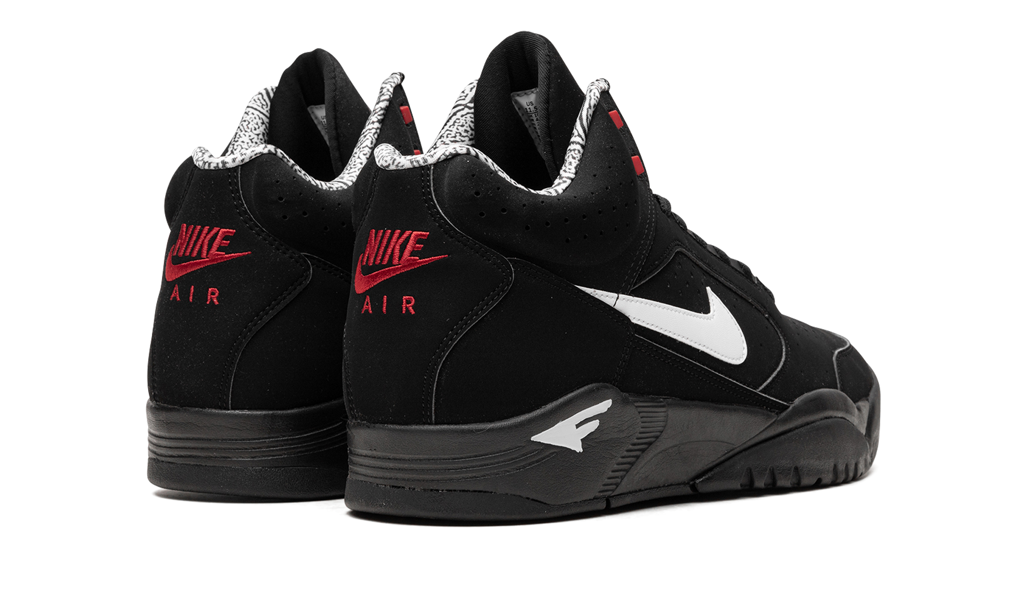 Air Flight Lite Mid "black White Varsity Red" - 3