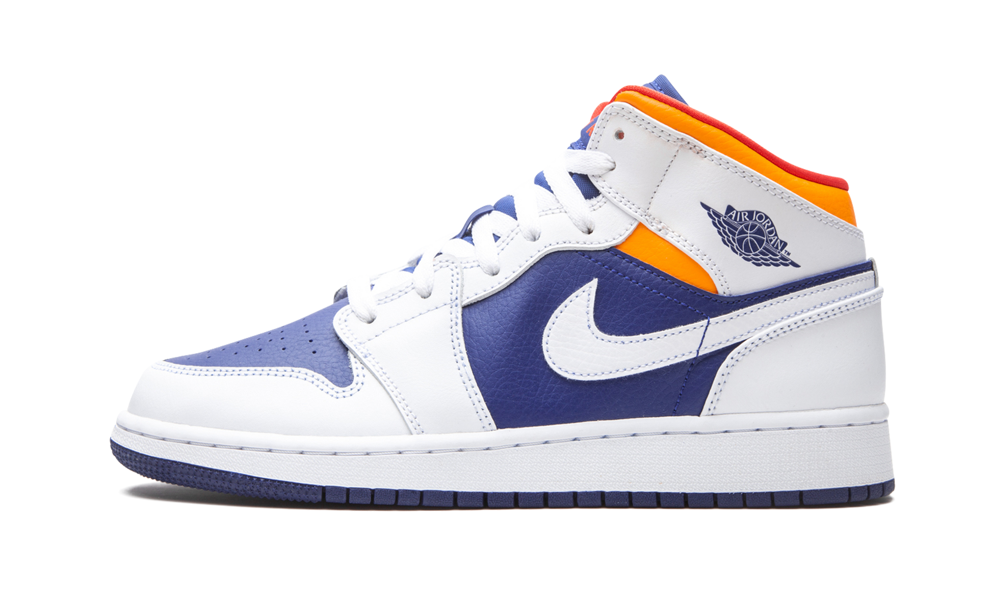 Air Jordan 1 Mid Gs "white Deep Royal Blue" - 1