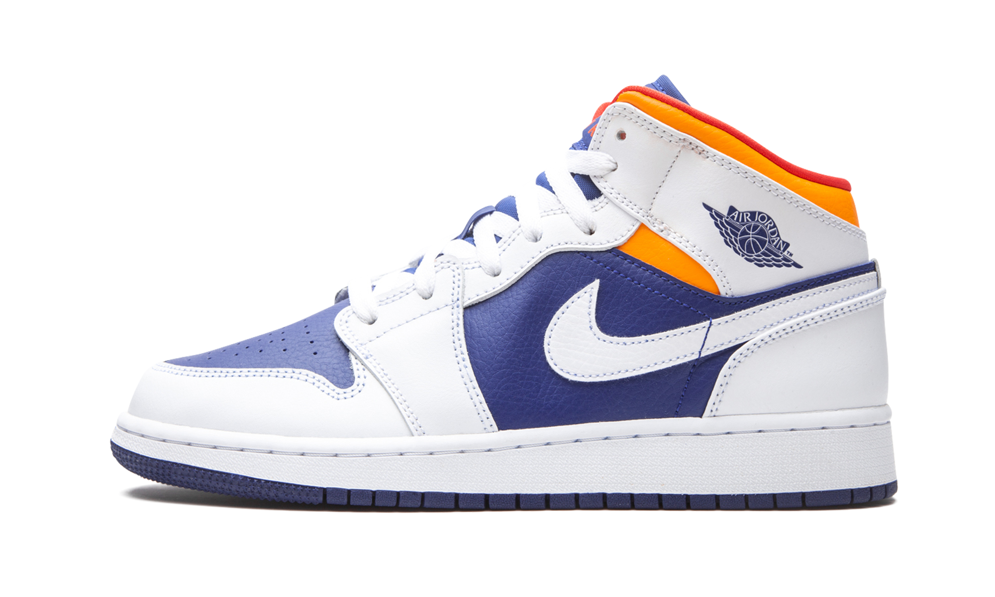 Air Jordan 1 Mid Gs "white Deep Royal Blue" - 1